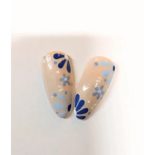 20pc Set Cornflower Blue Nails - Hand - Painted Luxury Press On Gel Nails | Reusable Medium Almond Shape UK - Nikki Nailed it