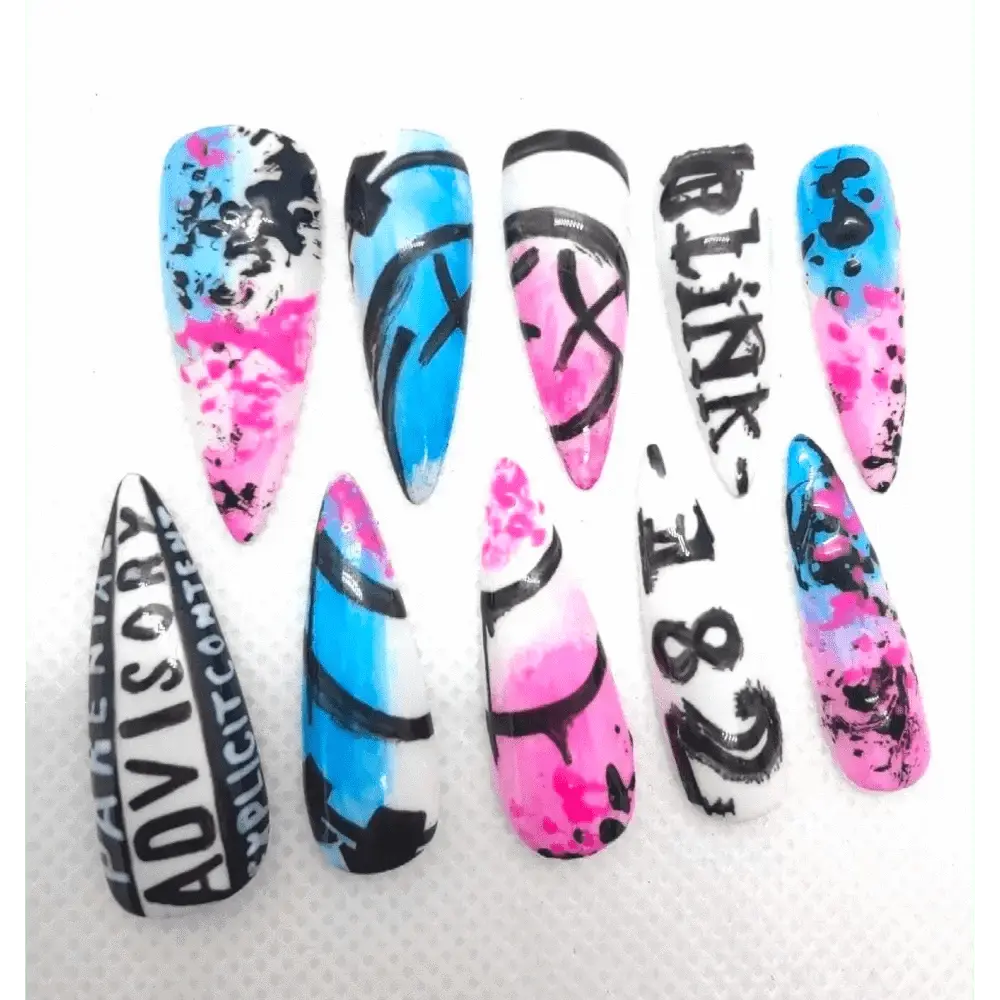 Blink - 182 Nails | Pre Made Hand - Painted Luxury Press On Nails UK | Limited Edition Artificial Nails - Nikki Nailed it