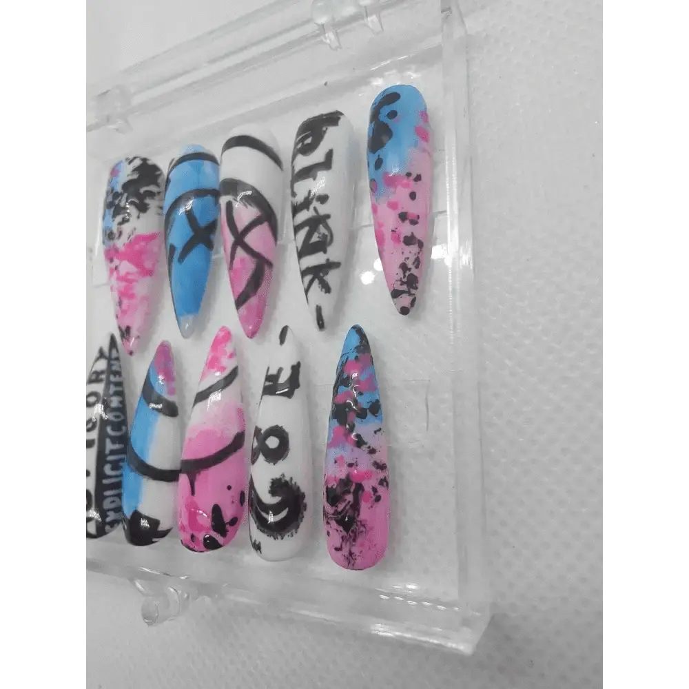 Blink - 182 Nails | Pre Made Hand - Painted Luxury Press On Nails UK | Limited Edition Artificial Nails - Nikki Nailed it