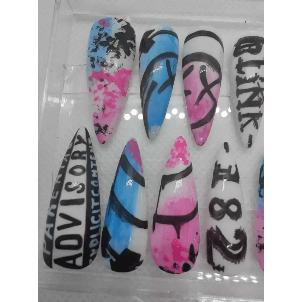 Blink - 182 Nails | Pre Made Hand - Painted Luxury Press On Nails UK | Limited Edition Artificial Nails - Nikki Nailed it