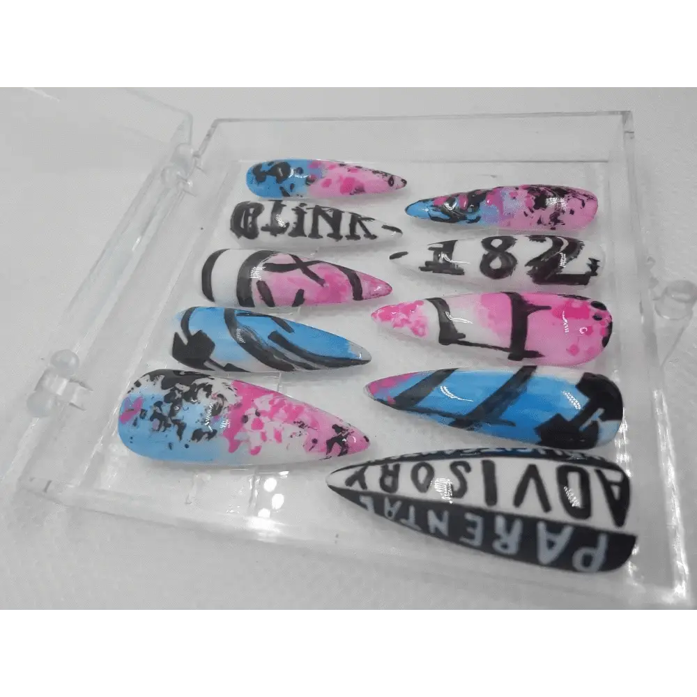 Blink - 182 Nails | Pre Made Hand - Painted Luxury Press On Nails UK | Limited Edition Artificial Nails - Nikki Nailed it