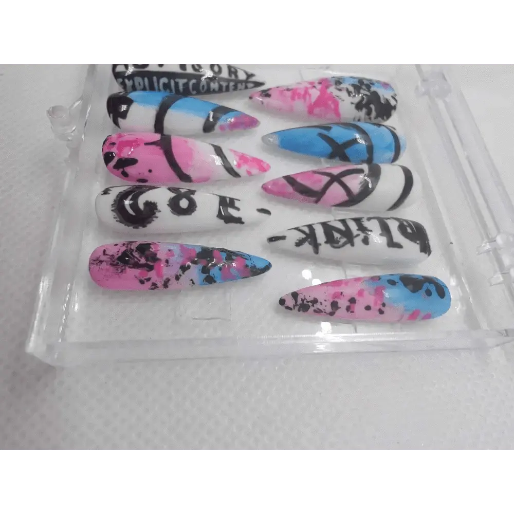 Blink - 182 Nails | Pre Made Hand - Painted Luxury Press On Nails UK | Limited Edition Artificial Nails - Nikki Nailed it