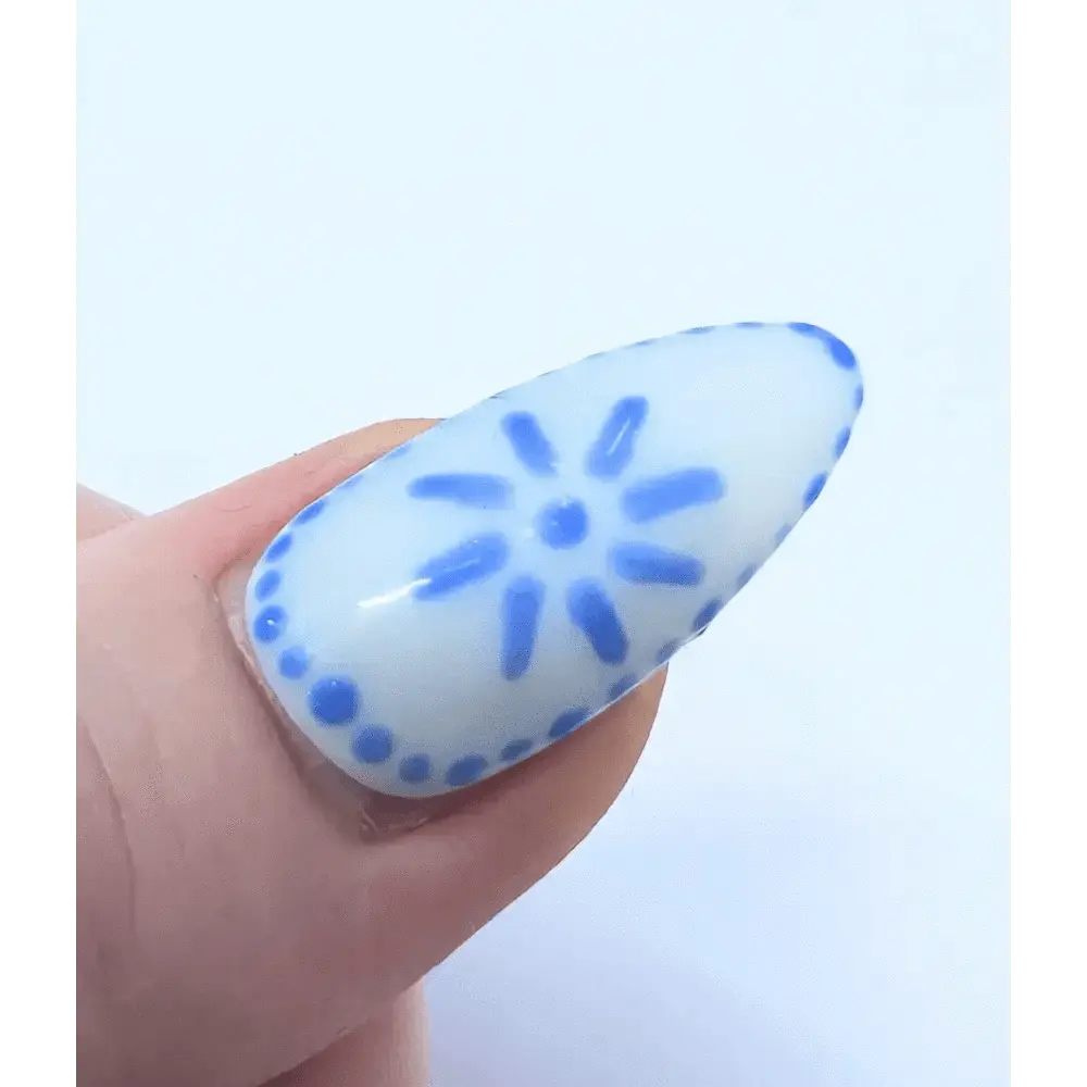 Blue and White Greek Tile Nails - Luxury Reusable Press On Nails UK - 10pc Summer Collection - Nikki Nailed it