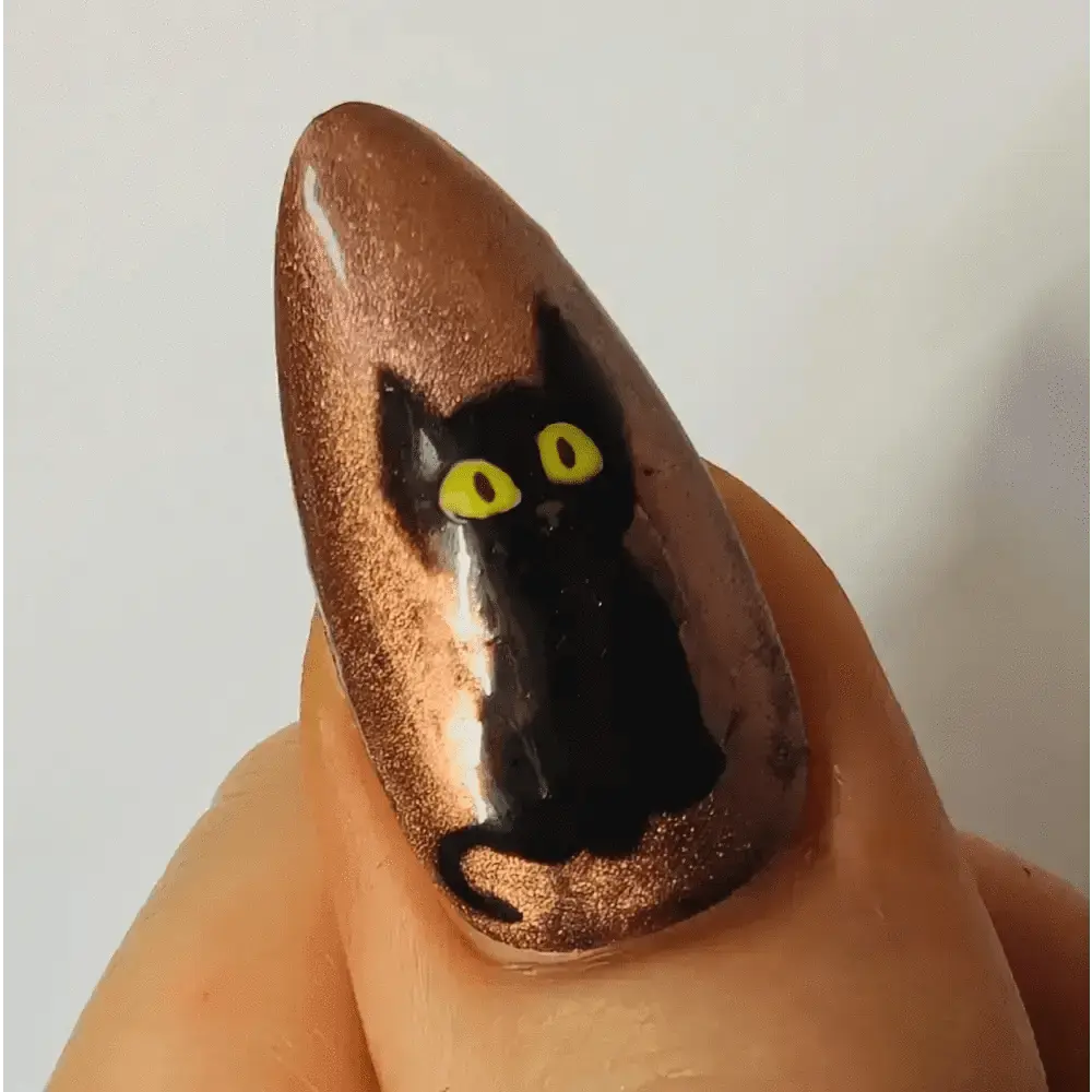 Copper Chrome Skeleton Cat Nails | Copper Chrome Gel Nails | Luxury 10pc Set | Reusable Artificial Nails UK - Nikki Nailed it