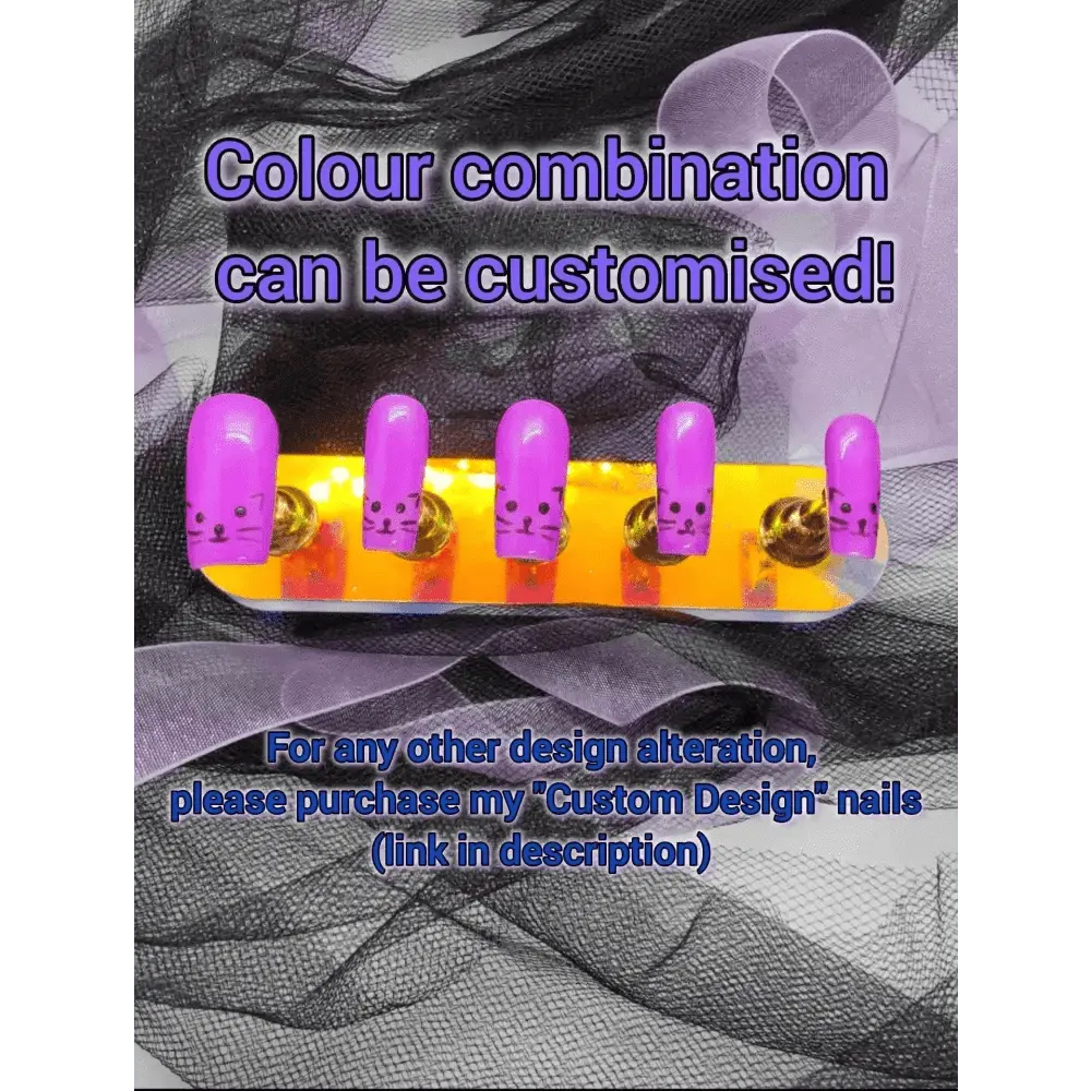 Custom Cat Tip Nails | Luxury Square Press On Nails | Reusable 10pc Nail Set UK - Nikki Nailed it