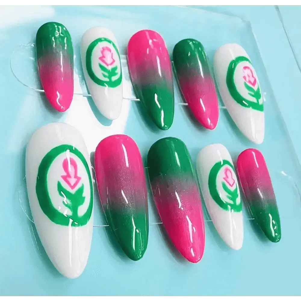 Custom Charity Nails Ombre Logo Press On Luxury Nails | Reusable Artificial Nails for Fundraising - Nikki Nailed it