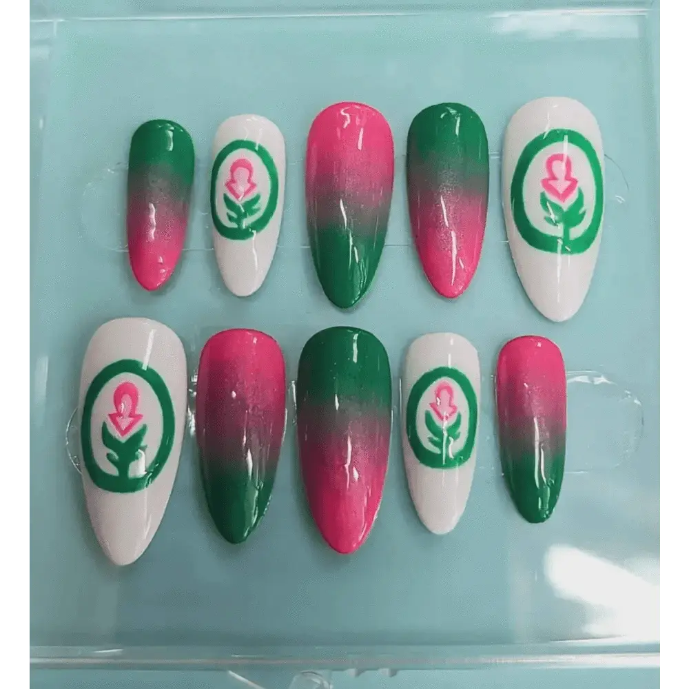 Custom Charity Nails Ombre Logo Press On Luxury Nails | Reusable Artificial Nails for Fundraising - Nikki Nailed it