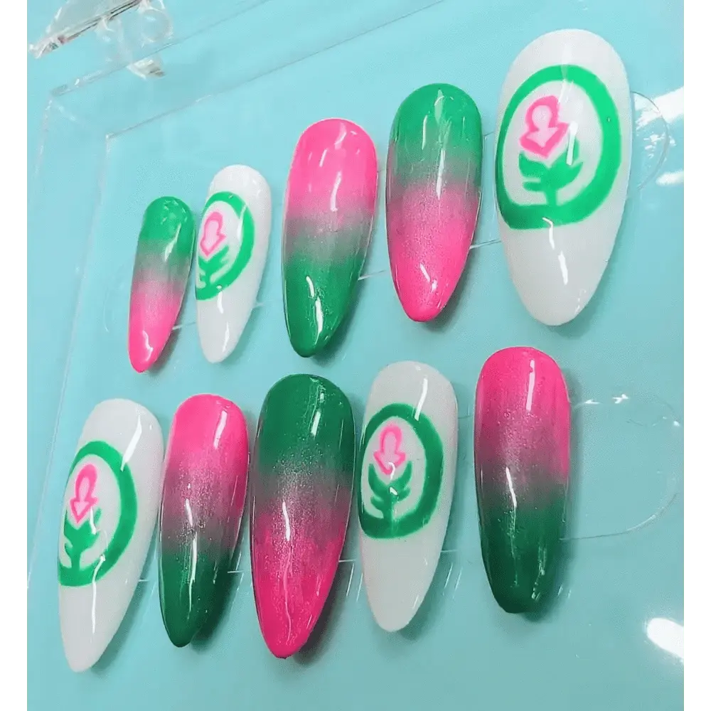 Custom Charity Nails Ombre Logo Press On Luxury Nails | Reusable Artificial Nails for Fundraising - Nikki Nailed it