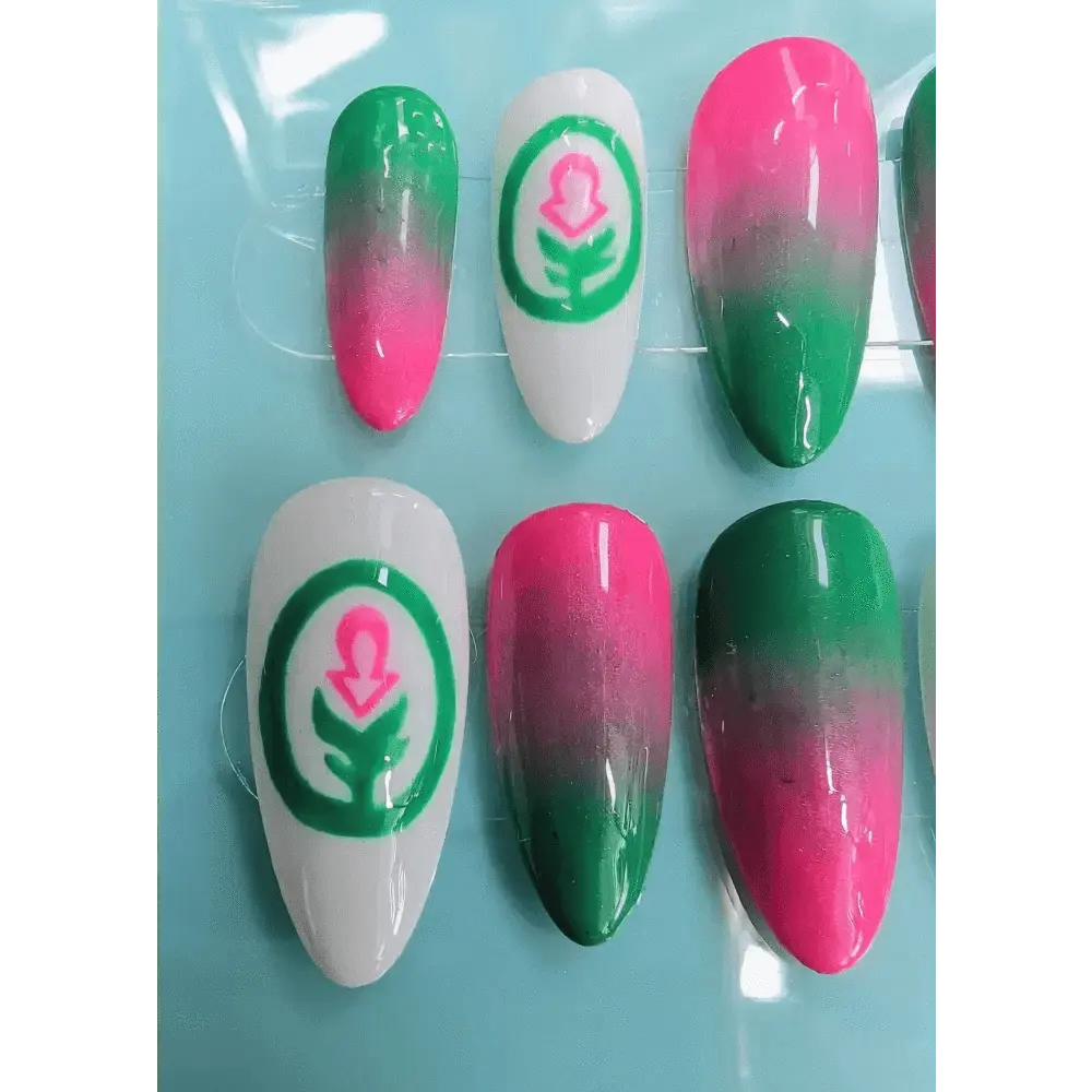 Custom Charity Nails Ombre Logo Press On Luxury Nails | Reusable Artificial Nails for Fundraising - Nikki Nailed it