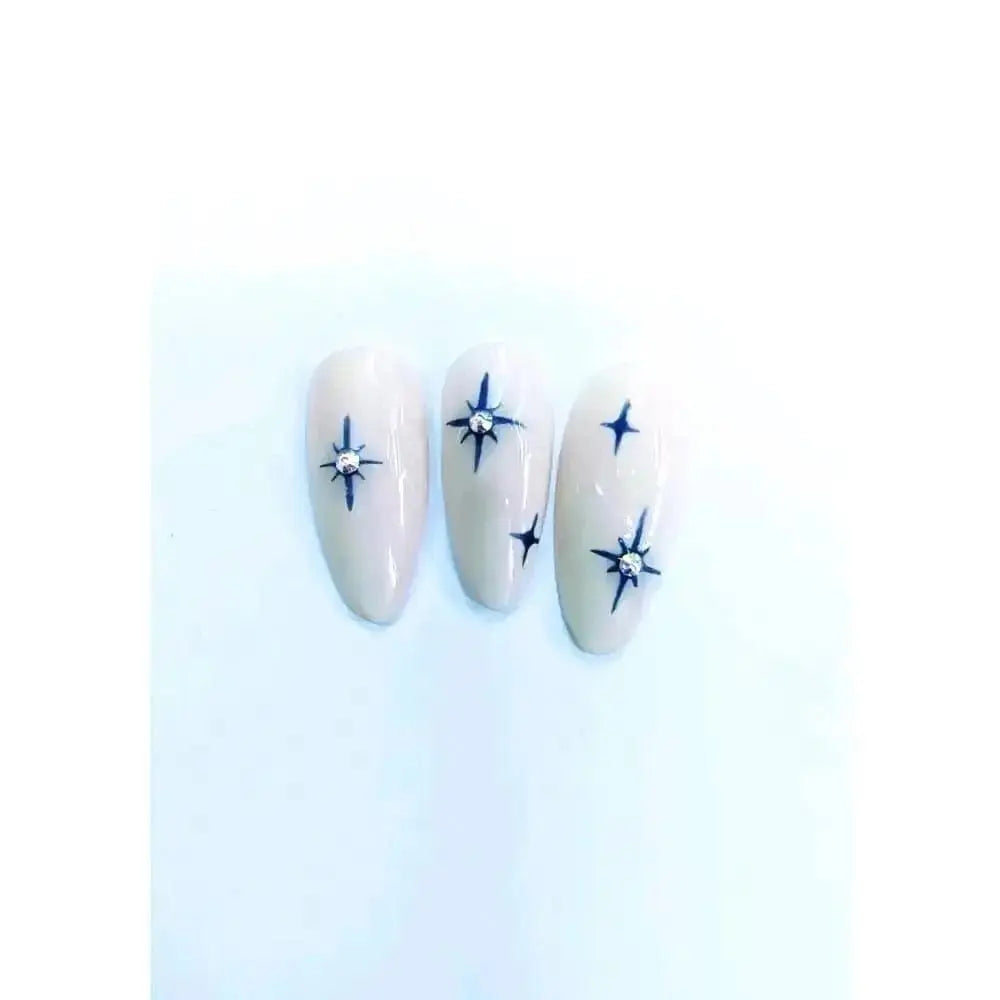 Custom Colour Simple Star Nails 3D Gemstone Press On Nails UK | Luxury Reusable Artificial 10pc Nail Set - Nikki Nailed it