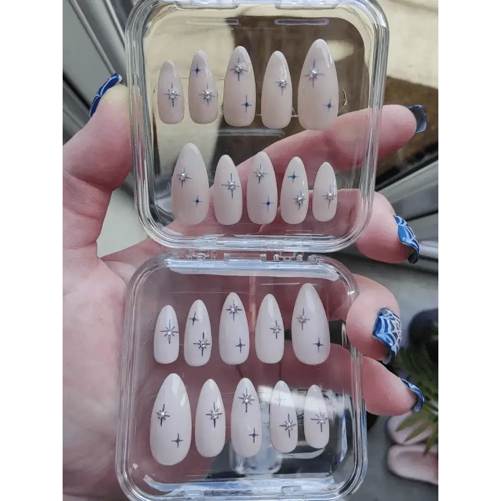 Custom Colour Simple Star Nails 3D Gemstone Press On Nails UK | Luxury Reusable Artificial 10pc Nail Set - Nikki Nailed it