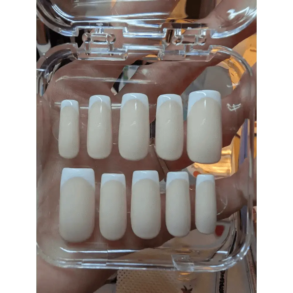 Custom French Tips | Luxury Reusable 10pc Press On Nail Set UK - Nikki Nailed it