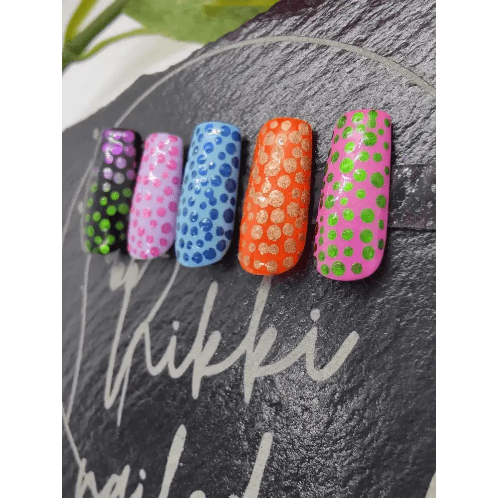 Custom Spotty Chrome Nails | Luxury Dotty Press On Nails UK | Reusable 10pc Set - Nikki Nailed it