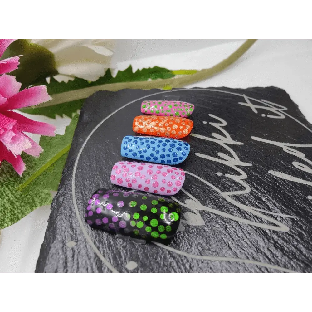 Custom Spotty Chrome Nails | Luxury Dotty Press On Nails UK | Reusable 10pc Set - Nikki Nailed it
