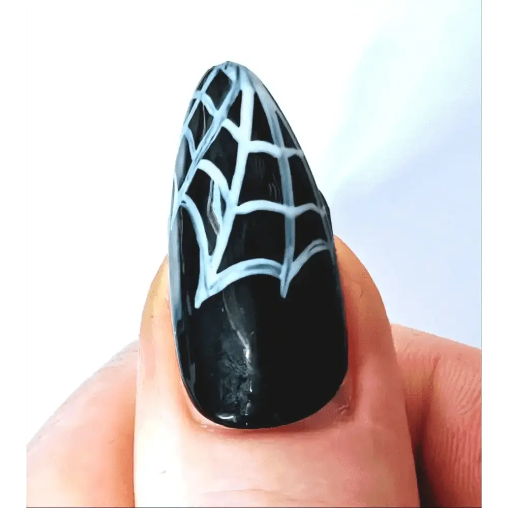 Hand Painted Spiderweb Nails | Custom Press On Gel Nails for Halloween | Personalised Autumn Nail Art | Nikki Nailed - Nikki Nailed it