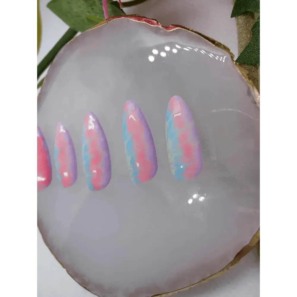 Pastel Tie Dye Nails | Luxury Reusable 10pc Nail Set | Rainbow Artificial Nails UK - Nikki Nailed it