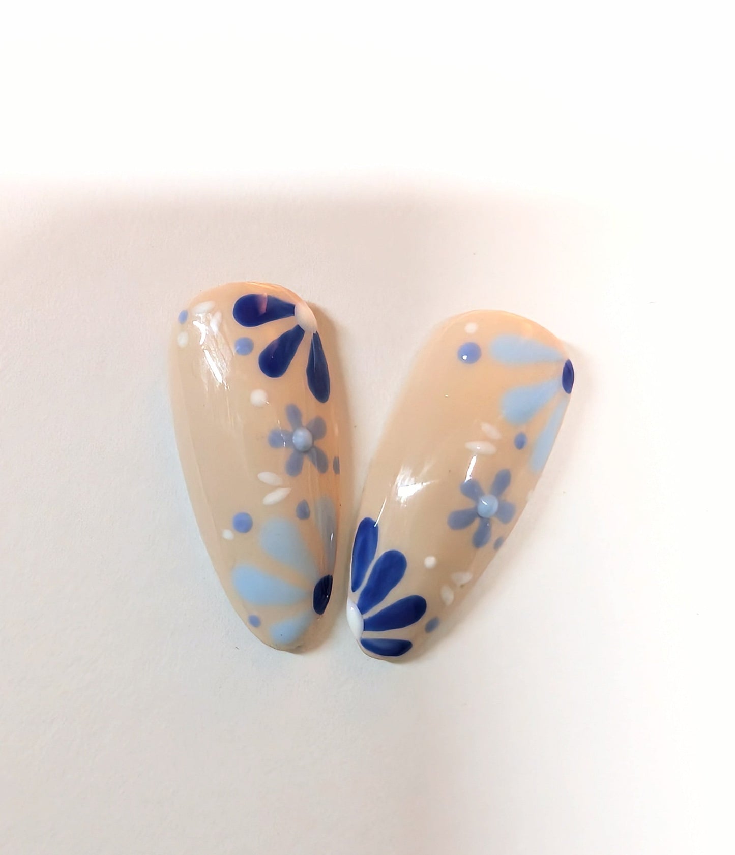 Blue Cornflower Press On Nails - 20pc Set | Hand-Painted Luxury Nails UK | Artificial Reusable Nails