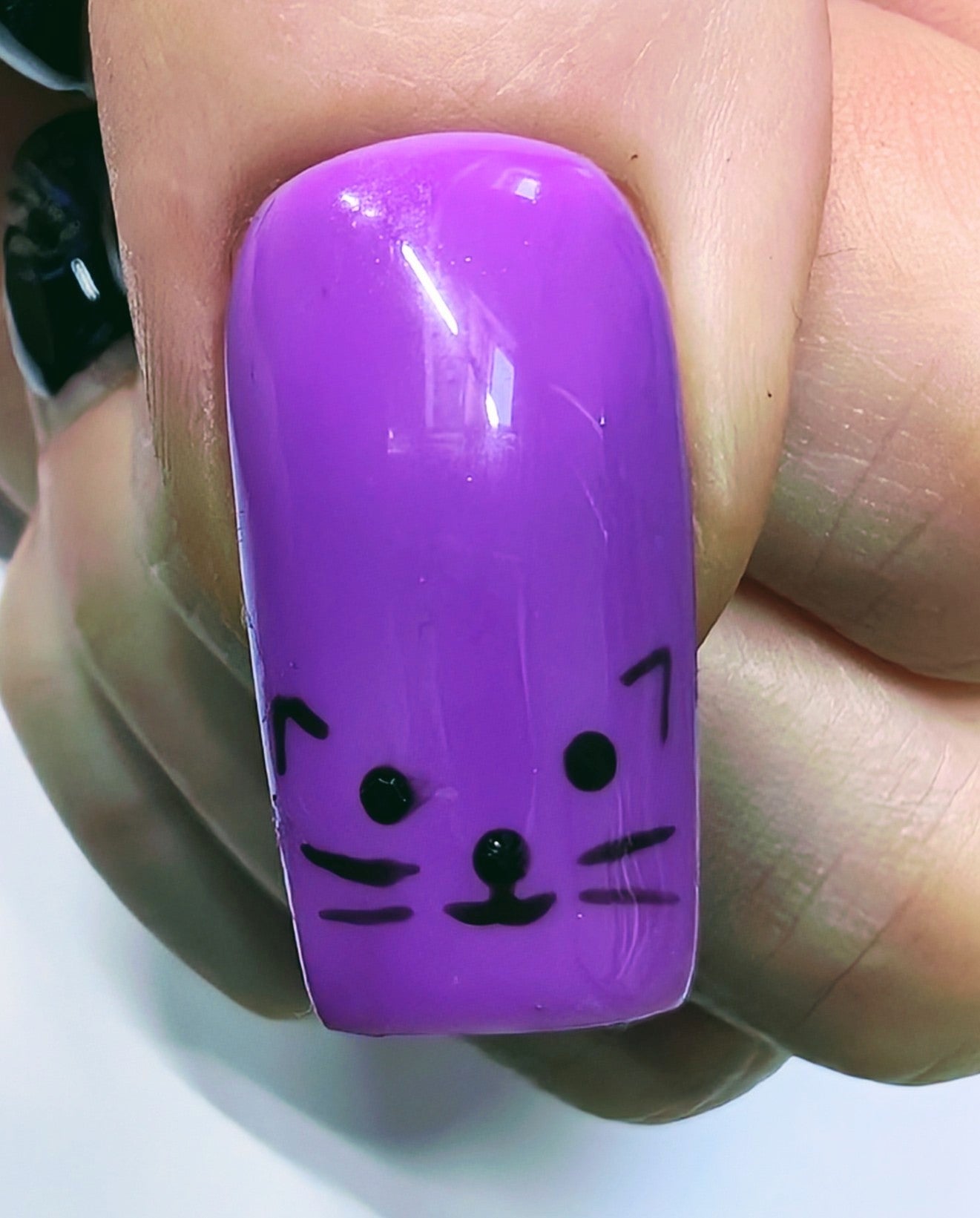 Custom Cat Face Press On Nails | Luxury Square False Nails | Reusable 10pc Nail Set UK - Nikki Nailed it