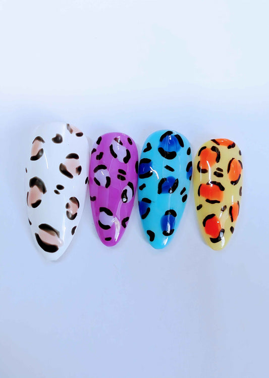 Custom Colour Animal Print Nails | Luxury Reusable Press On Nails | 10pc Leopard Print Set UK - Nikki Nailed it