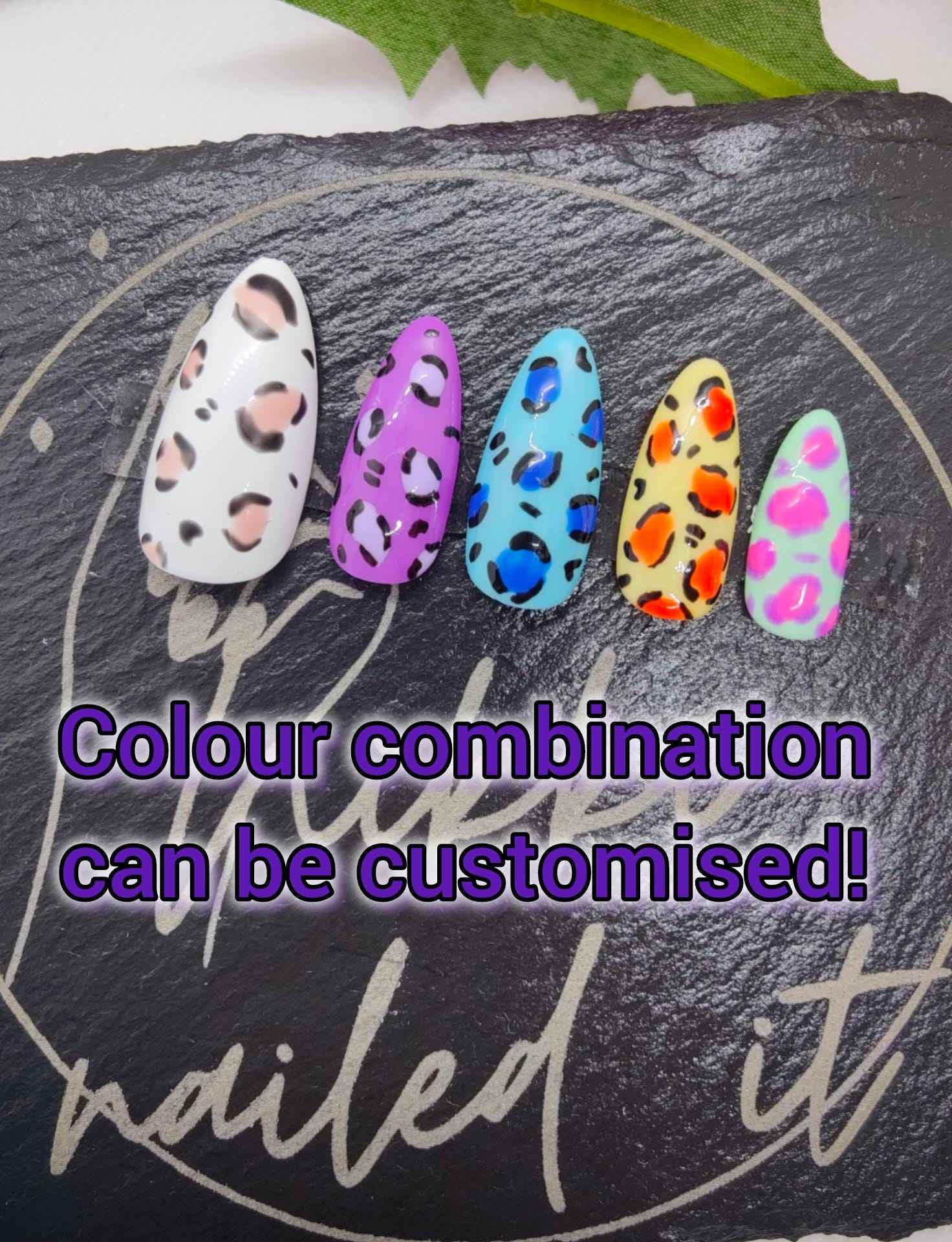 Custom Colour Animal Print Nails | Luxury Reusable Press On Nails | 10pc Leopard Print Set UK - Nikki Nailed it