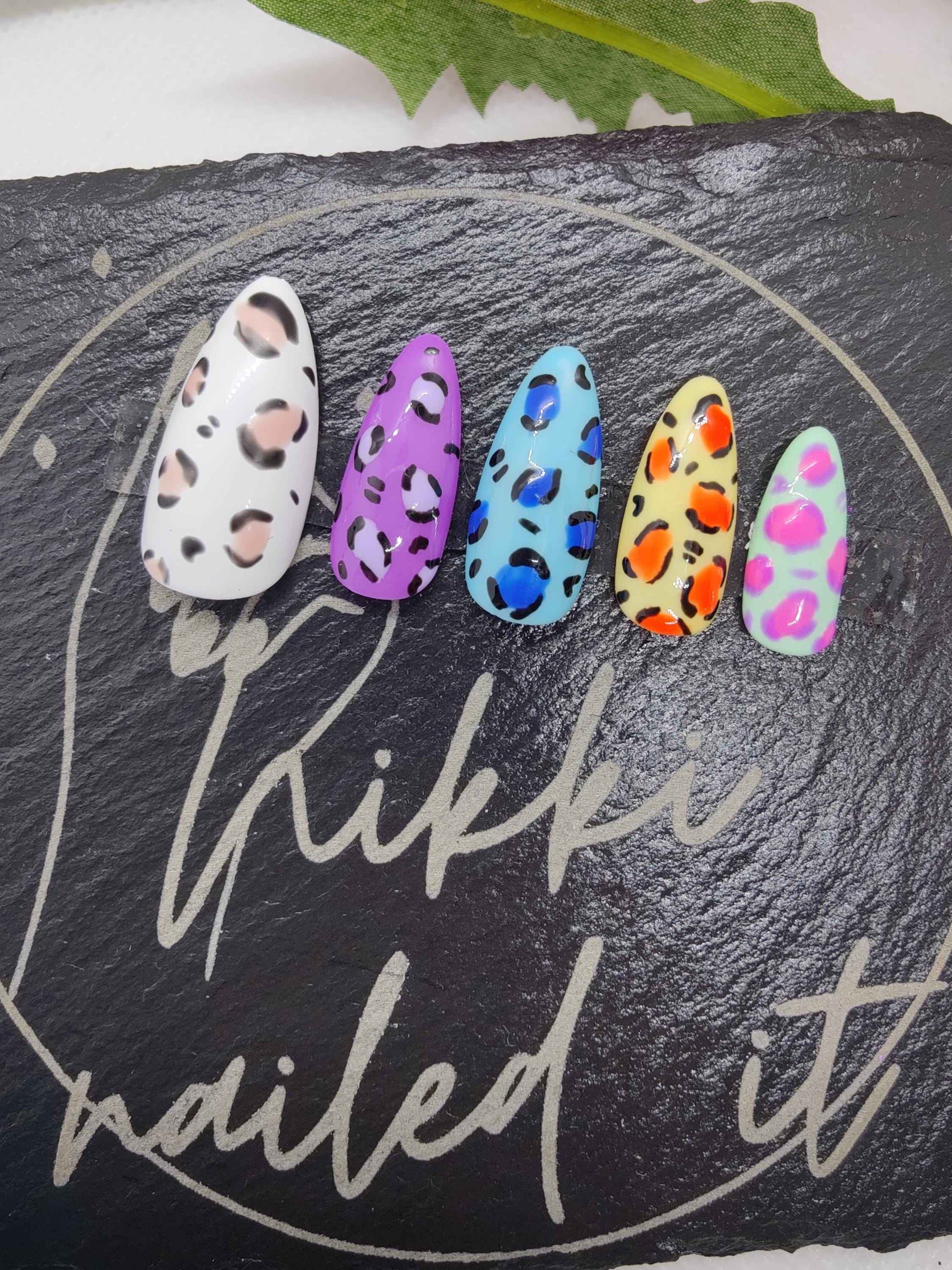 Custom Colour Animal Print Nails | Luxury Reusable Press On Nails | 10pc Leopard Print Set UK - Nikki Nailed it