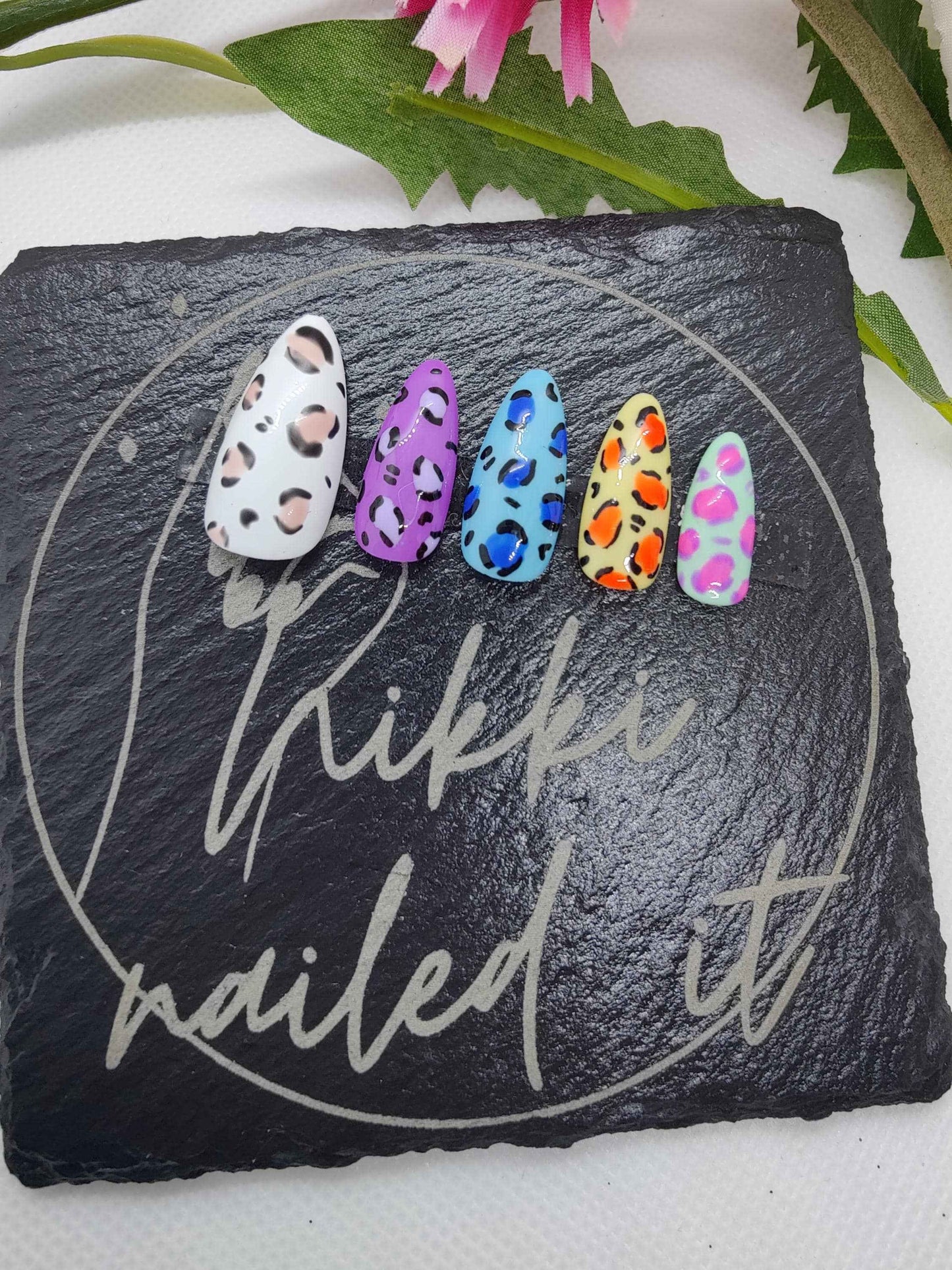 Custom Colour Animal Print Nails | Luxury Reusable Press On Nails | 10pc Leopard Print Set UK - Nikki Nailed it