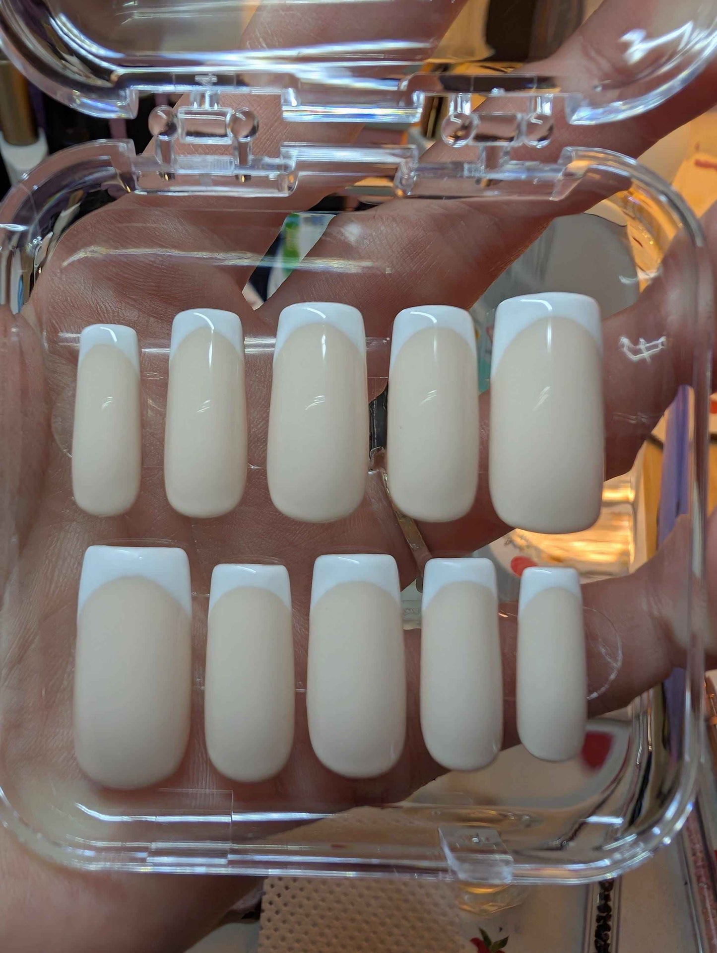 Custom Colour French Tips Nails | Luxury Press On Nails UK | Reusable 10pc Nail Set - Nikki Nailed it