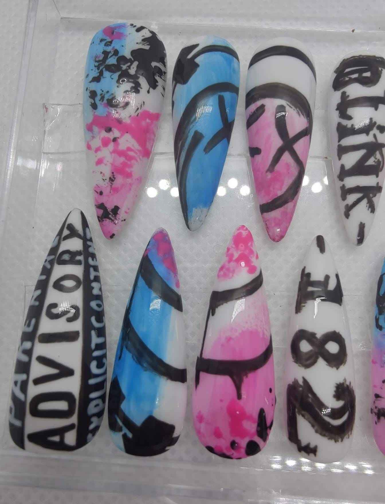 Custom Music Album Art Nails | Luxury Press On Nails | Reusable & Personalizable 10pc Set | Artificial Nails UK - Nikki Nailed it