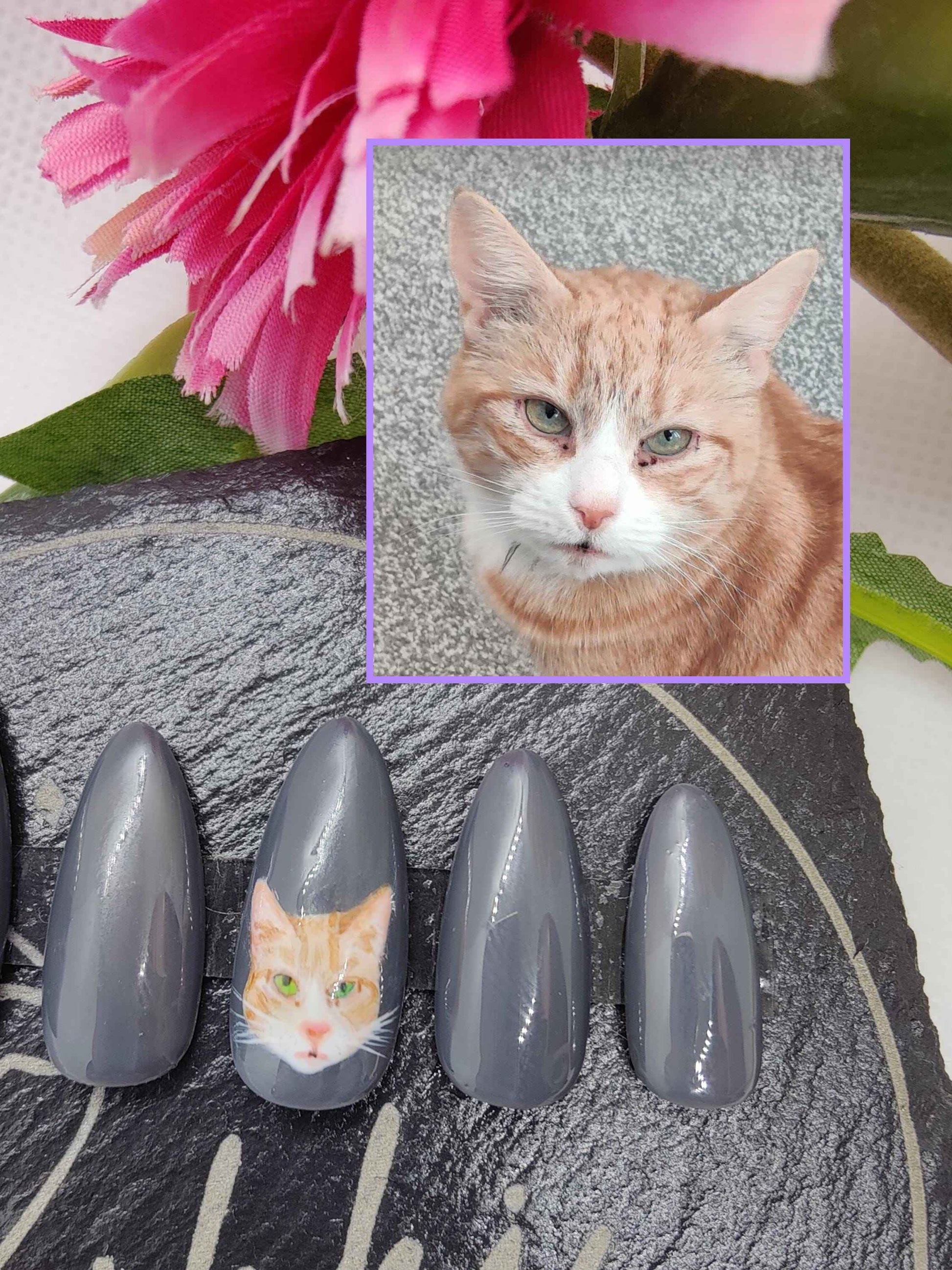 Custom Pet Portrait Nails | Luxury Press On Artificial Nails | 10pc Reusable Nail Set UK - Nikki Nailed it