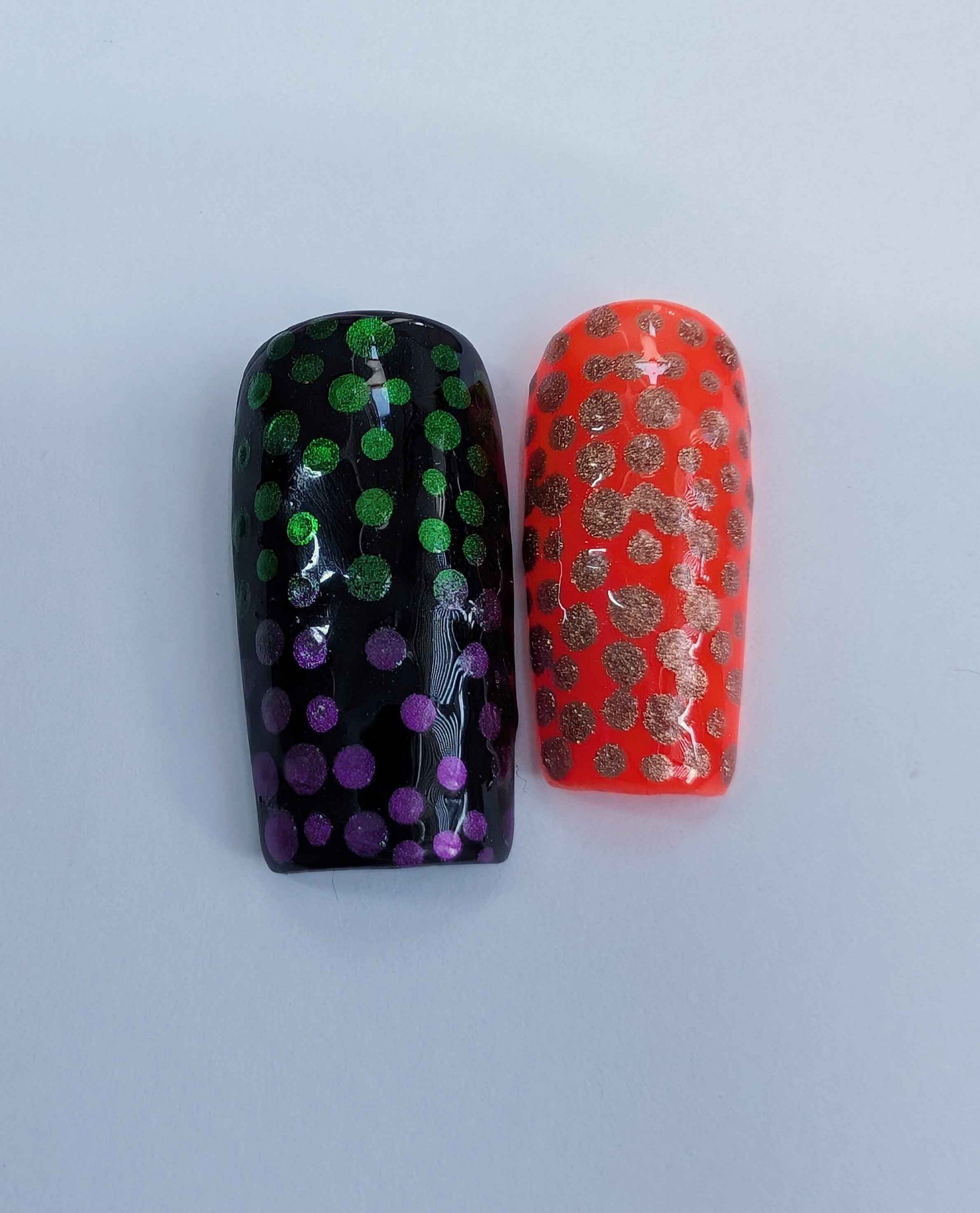 Custom Spotty Dotty Press On Nails UK | Luxury Chrome Effect Reusable 10pc Nail Set - Nikki Nailed it