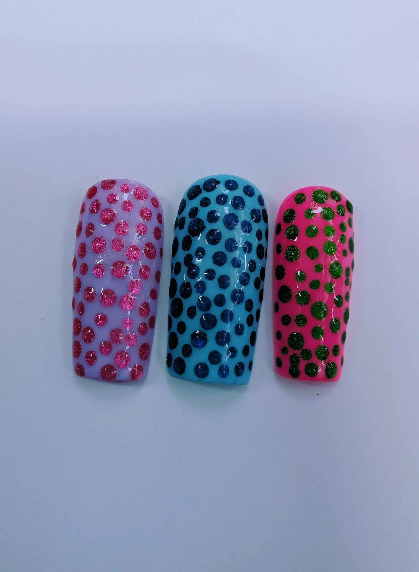 Custom Spotty Dotty Press On Nails UK | Luxury Chrome Effect Reusable 10pc Nail Set - Nikki Nailed it