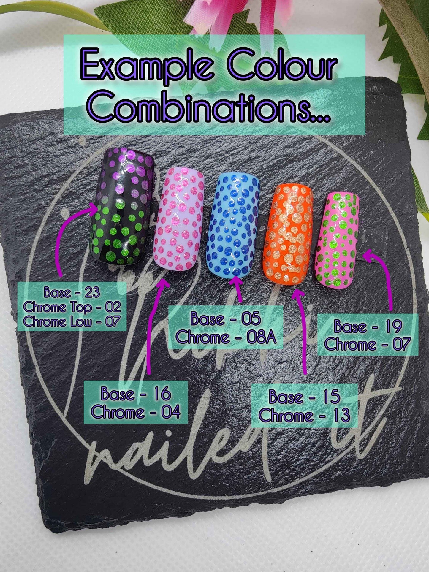 Custom Spotty Dotty Press On Nails UK | Luxury Chrome Effect Reusable 10pc Nail Set - Nikki Nailed it