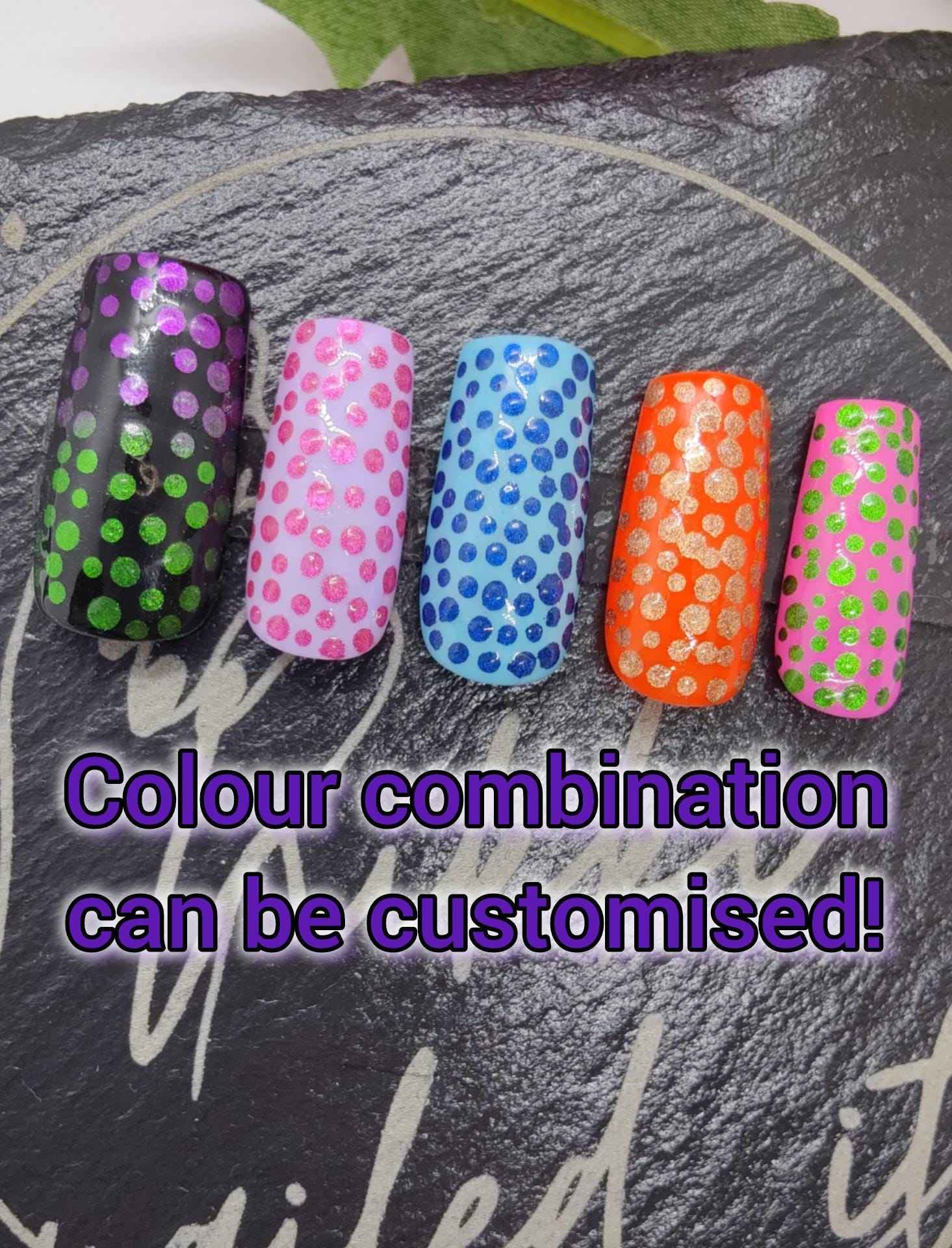 Custom Spotty Dotty Press On Nails UK | Luxury Chrome Effect Reusable 10pc Nail Set - Nikki Nailed it