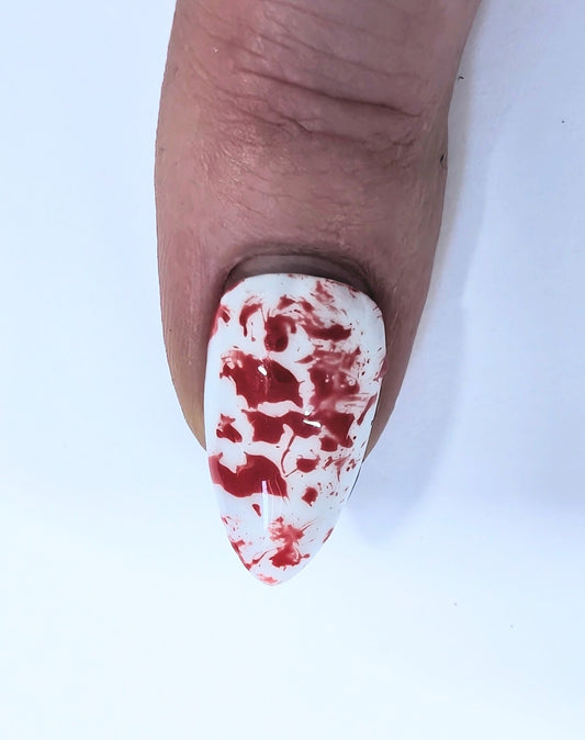 Halloween Blood Splatter Nails | Luxury Red and White Press On Nails | 10pc Reusable Artificial Nails - Nikki Nailed it