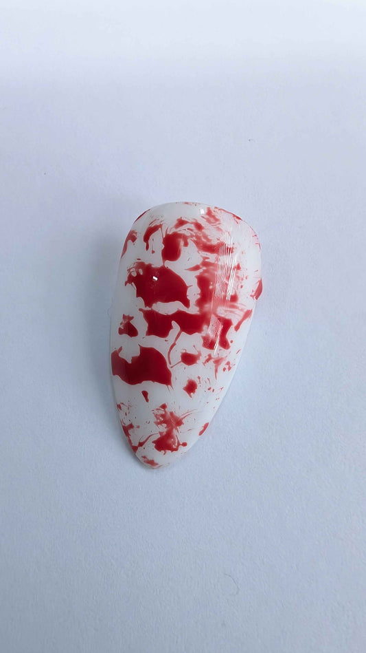 Halloween Blood Splatter Nails | Luxury Red and White Press On Nails | 10pc Reusable Artificial Nails - Nikki Nailed it