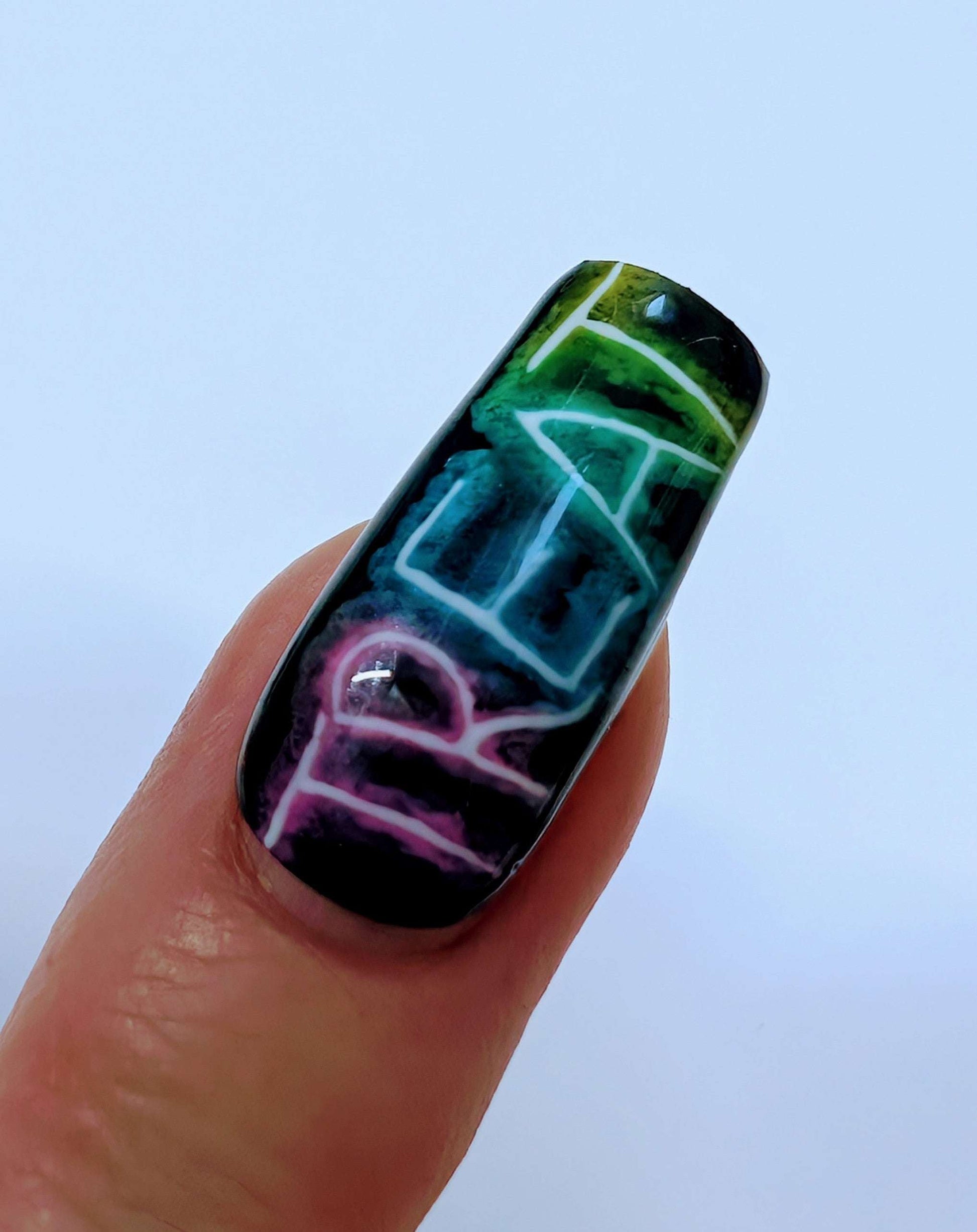 Halloween Press On Nails | Neon Smoke Luxury Reusable 10pc Set | Trick or Treat Design - Nikki Nailed it