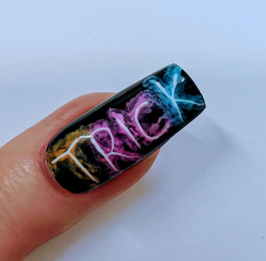 Halloween Press On Nails | Neon Smoke Luxury Reusable 10pc Set | Trick or Treat Design - Nikki Nailed it