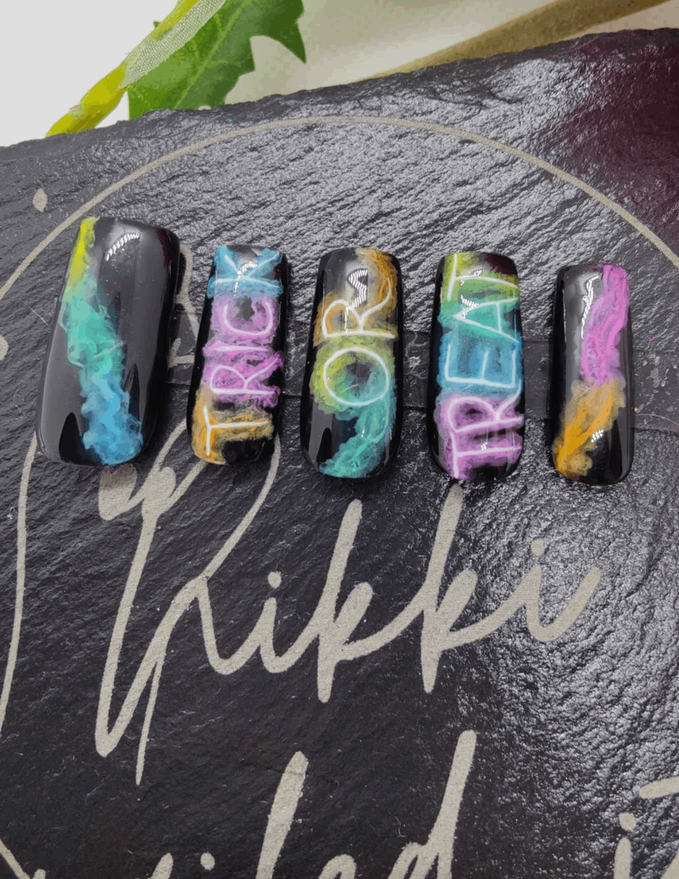 Halloween Press On Nails | Neon Smoke Luxury Reusable 10pc Set | Trick or Treat Design - Nikki Nailed it