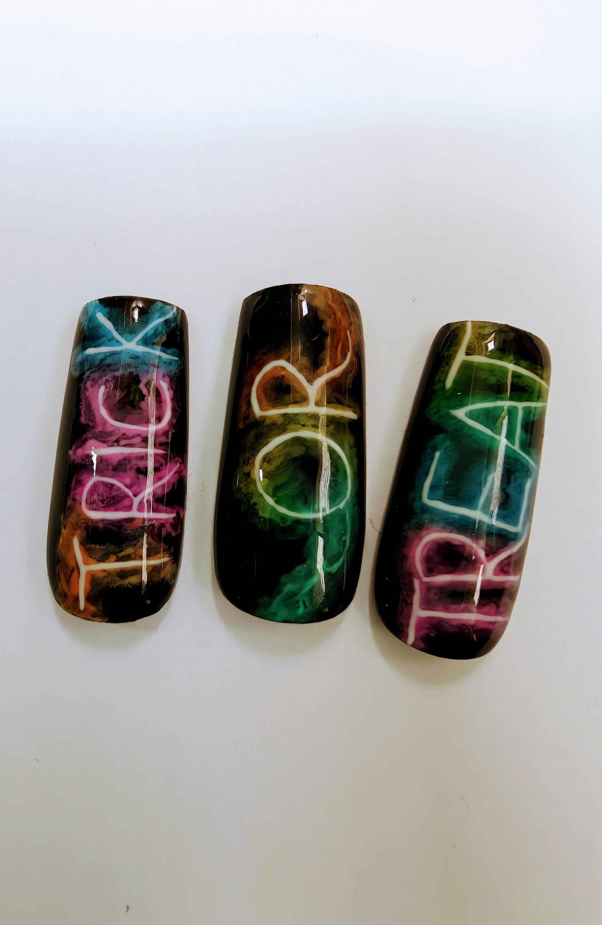 Halloween Press On Nails | Neon Smoke Luxury Reusable 10pc Set | Trick or Treat Design - Nikki Nailed it