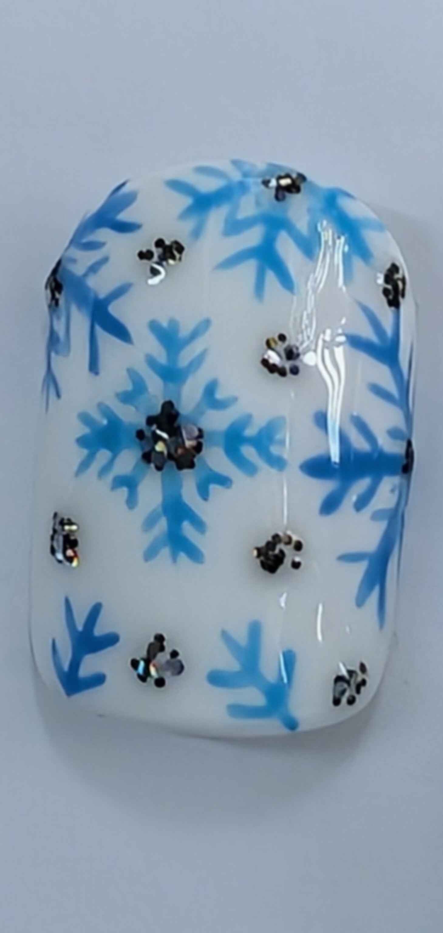 Nailmas 2024 - Day 2 Hand Painted Glitter Snowflake Nails | Luxury Press On Christmas Nails | Nail Art by Nikki Nailed It - Nikki Nailed it