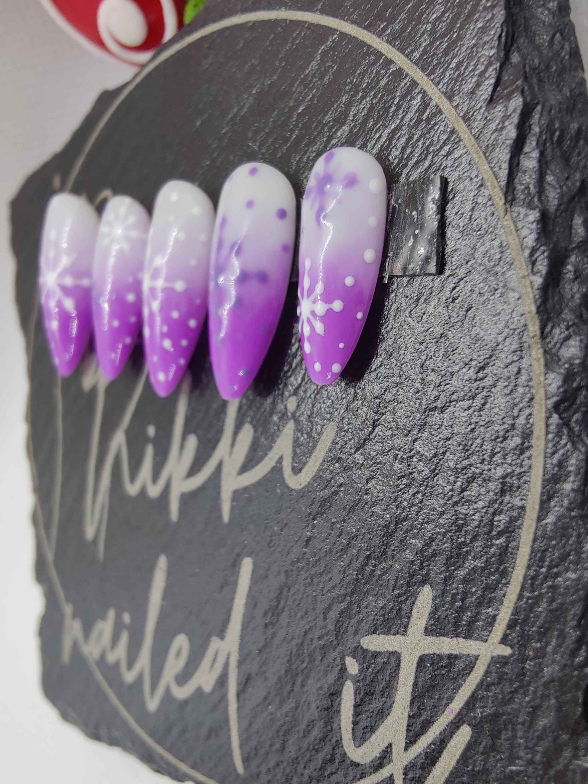 Nailmas 2024 Day 3 | Purple Ombre Snowflake Nails | Hand Painted Press On Luxury Nails | Christmas Advent Nail Art | Nikki Nailed It - Nikki Nailed it