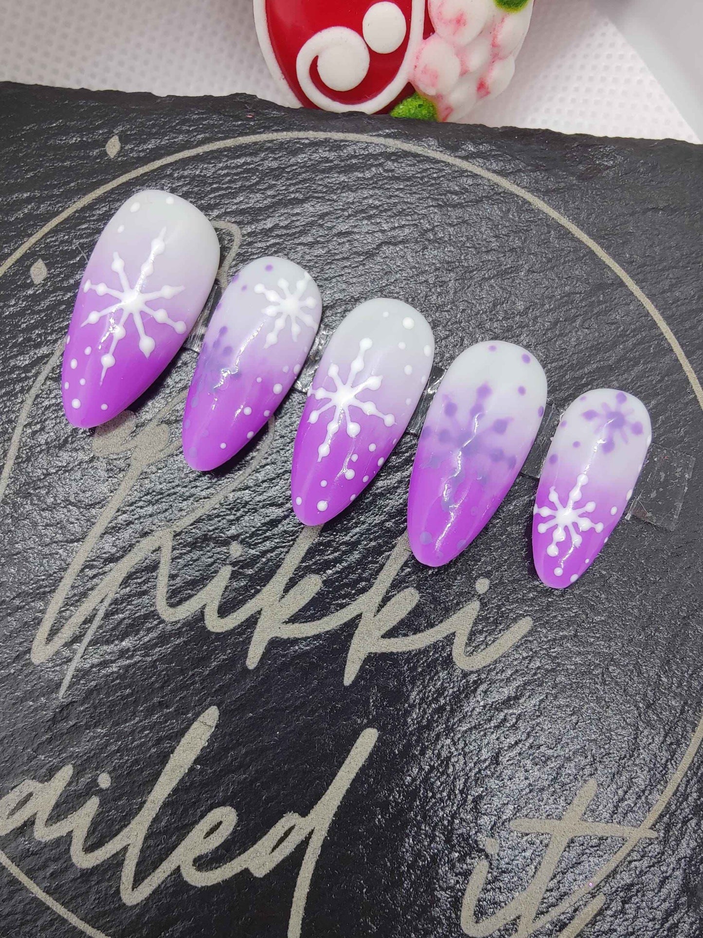 Nailmas 2024 Day 3 | Purple Ombre Snowflake Nails | Hand Painted Press On Luxury Nails | Christmas Advent Nail Art | Nikki Nailed It - Nikki Nailed it