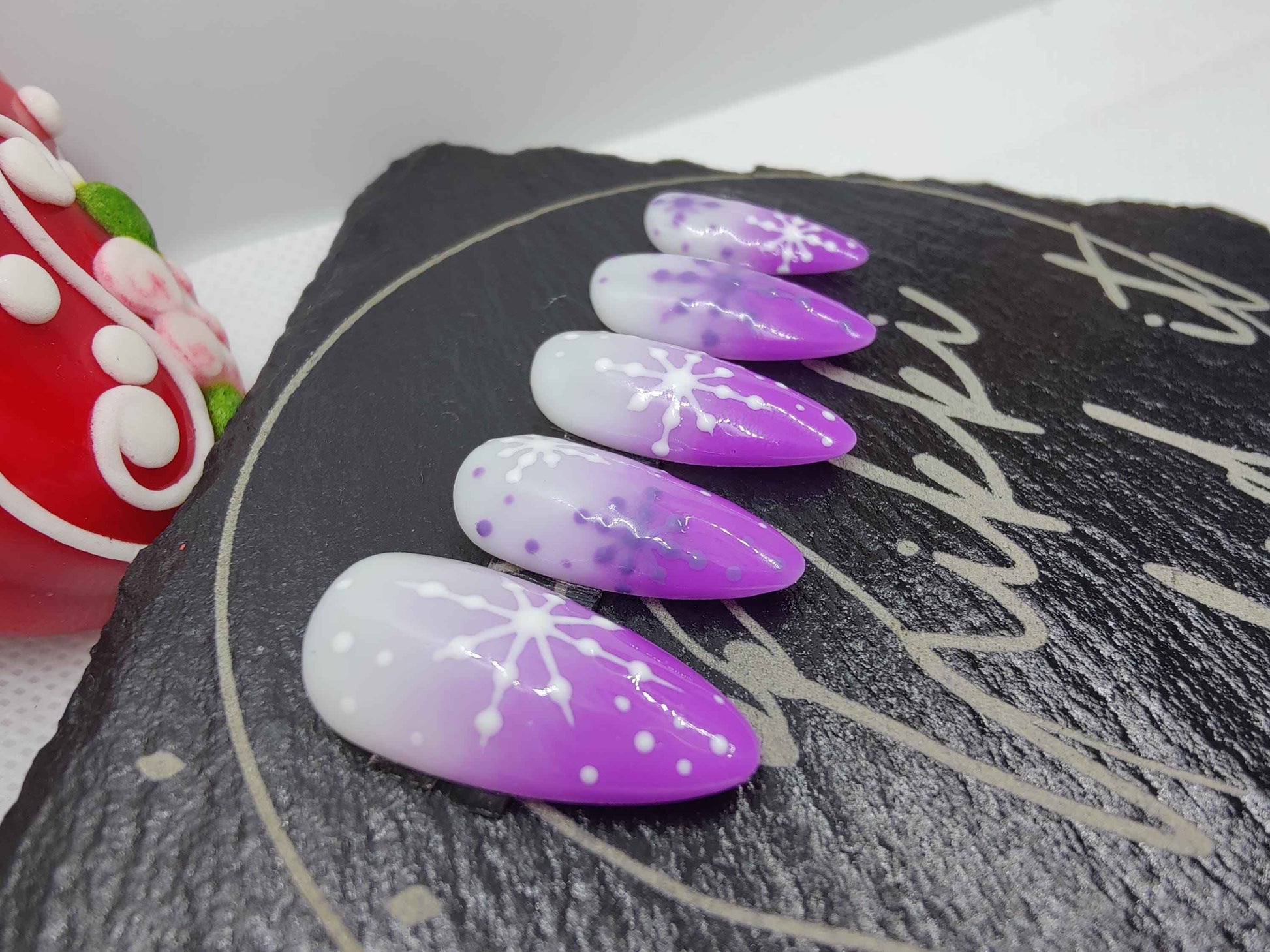 Nailmas 2024 Day 3 | Purple Ombre Snowflake Nails | Hand Painted Press On Luxury Nails | Christmas Advent Nail Art | Nikki Nailed It - Nikki Nailed it