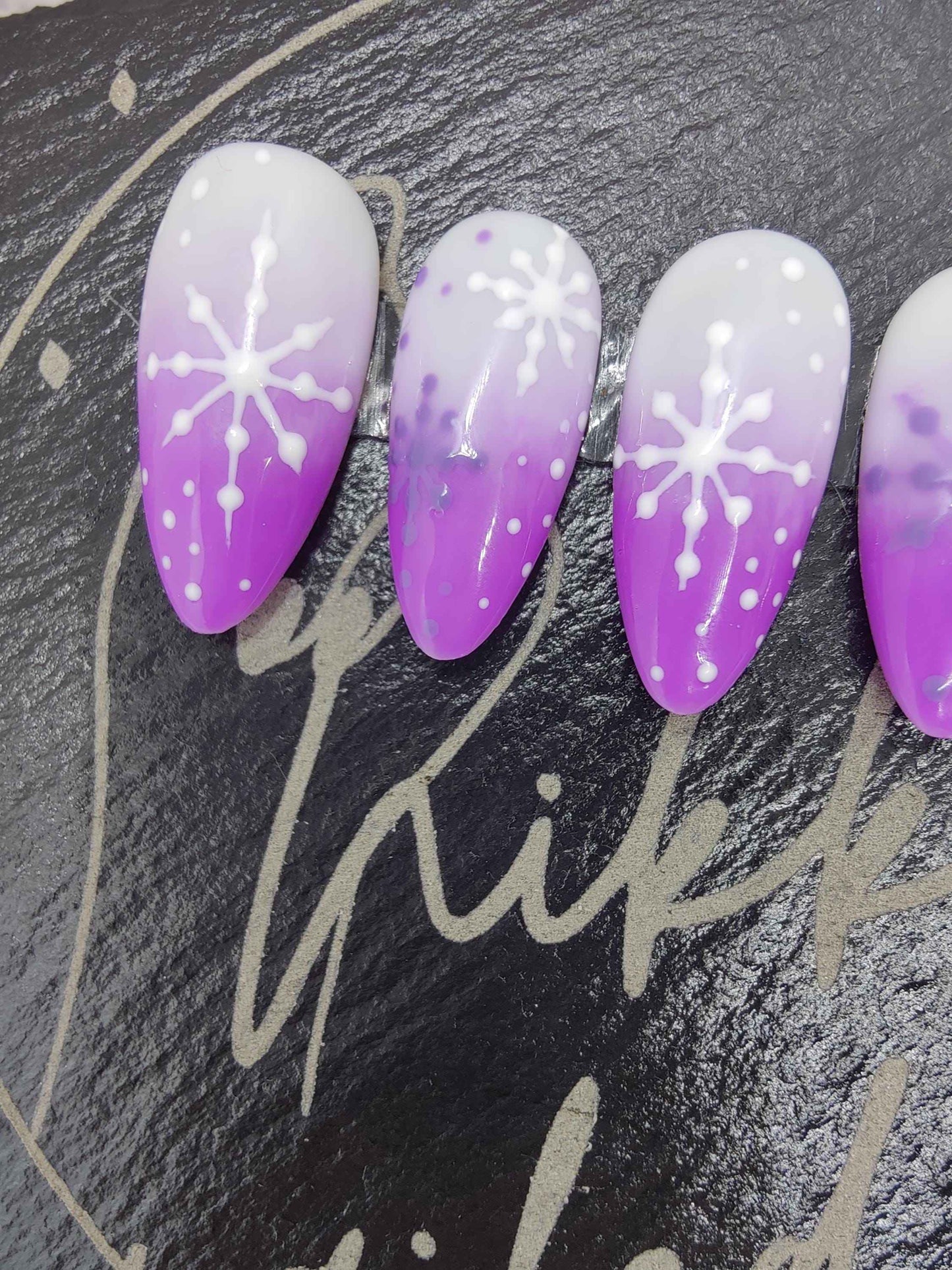 Nailmas 2024 Day 3 | Purple Ombre Snowflake Nails | Hand Painted Press On Luxury Nails | Christmas Advent Nail Art | Nikki Nailed It - Nikki Nailed it