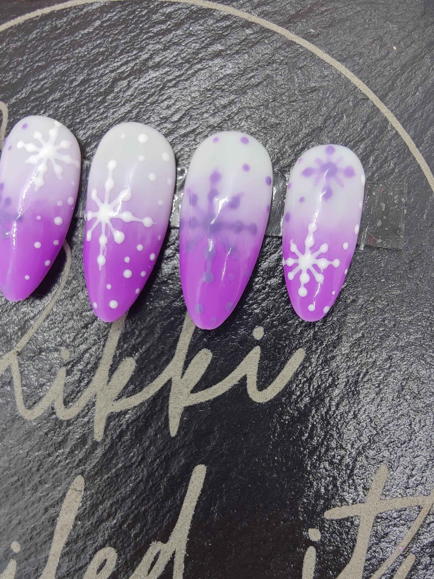 Nailmas 2024 Day 3 | Purple Ombre Snowflake Nails | Hand Painted Press On Luxury Nails | Christmas Advent Nail Art | Nikki Nailed It - Nikki Nailed it