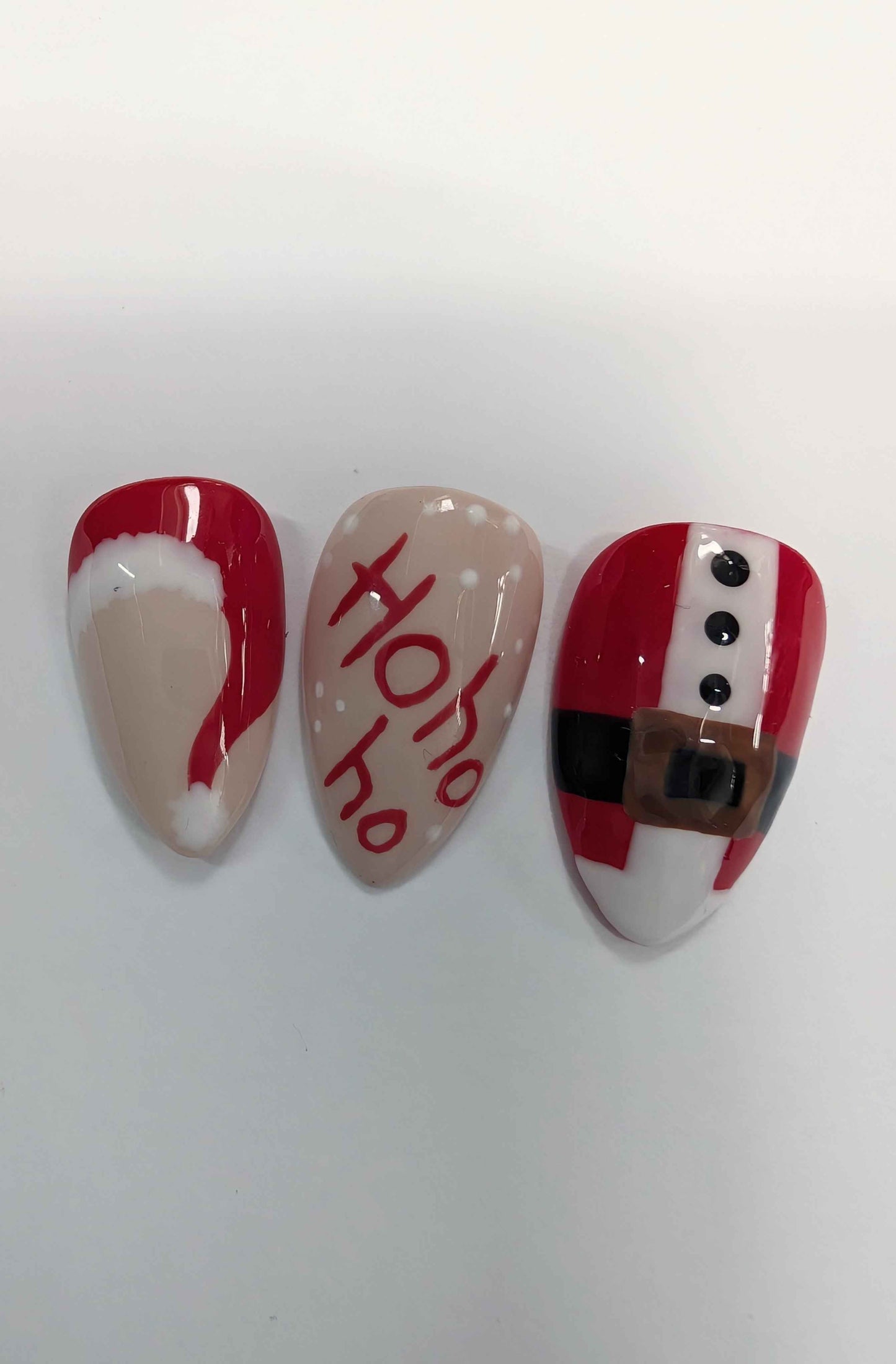 Nailmas 2024 - Day 8 | Hand Painted Christmas Nails | Red & Green Christmas Santa Press On Nails | Luxury Nail Art by Nikki Nailed It - Nikki Nailed it