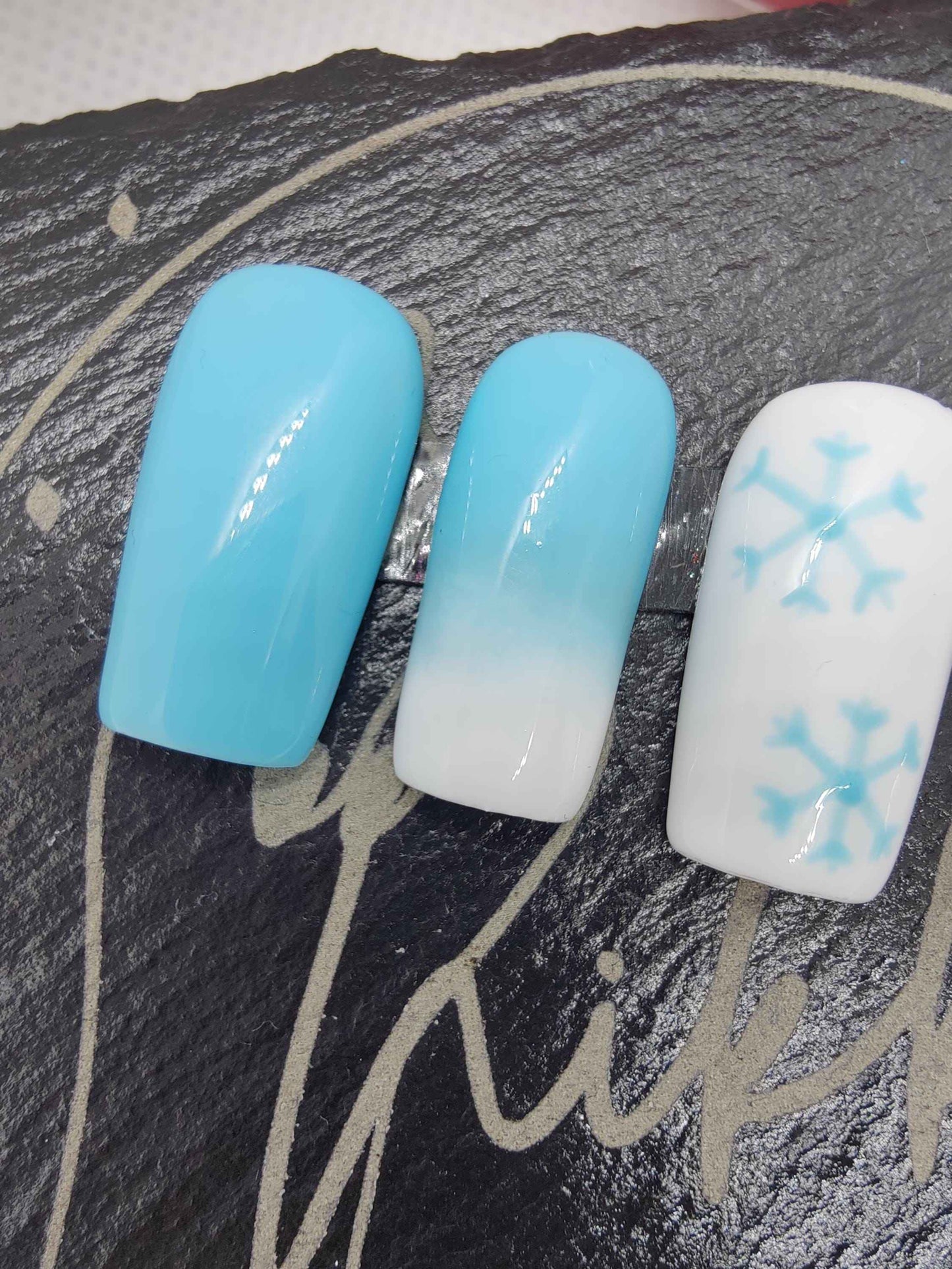 Nailmas 2024 - Day 9 Hand Painted Snowman Press On Nails | Icey Blue & White | Luxury Nail Art | Xmas Advent - Nikki Nailed it