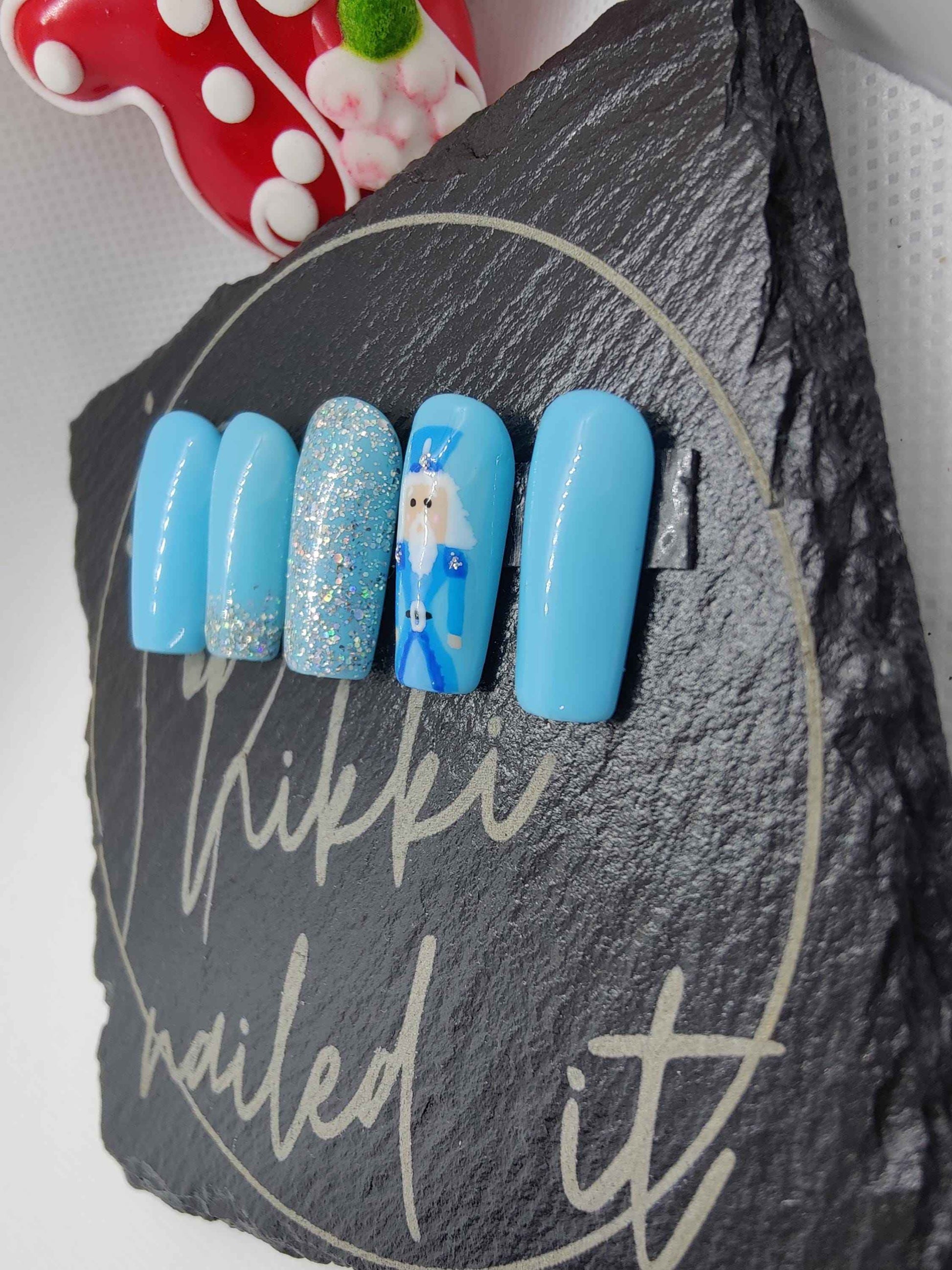 Nailmas 2024 - Hand Painted Glitter Nutcracker Nails | Day 12 Christmas Advent Luxury Press On Nails | Nail Art by Nikki Nailed It - Nikki Nailed it