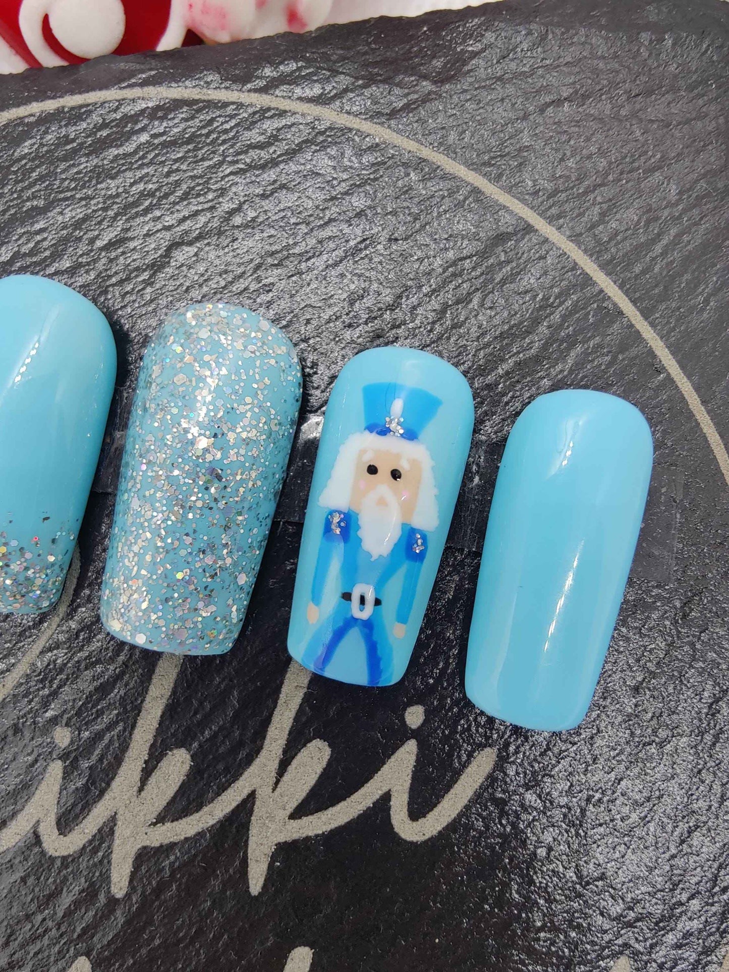 Nailmas 2024 - Hand Painted Glitter Nutcracker Nails | Day 12 Christmas Advent Luxury Press On Nails | Nail Art by Nikki Nailed It - Nikki Nailed it