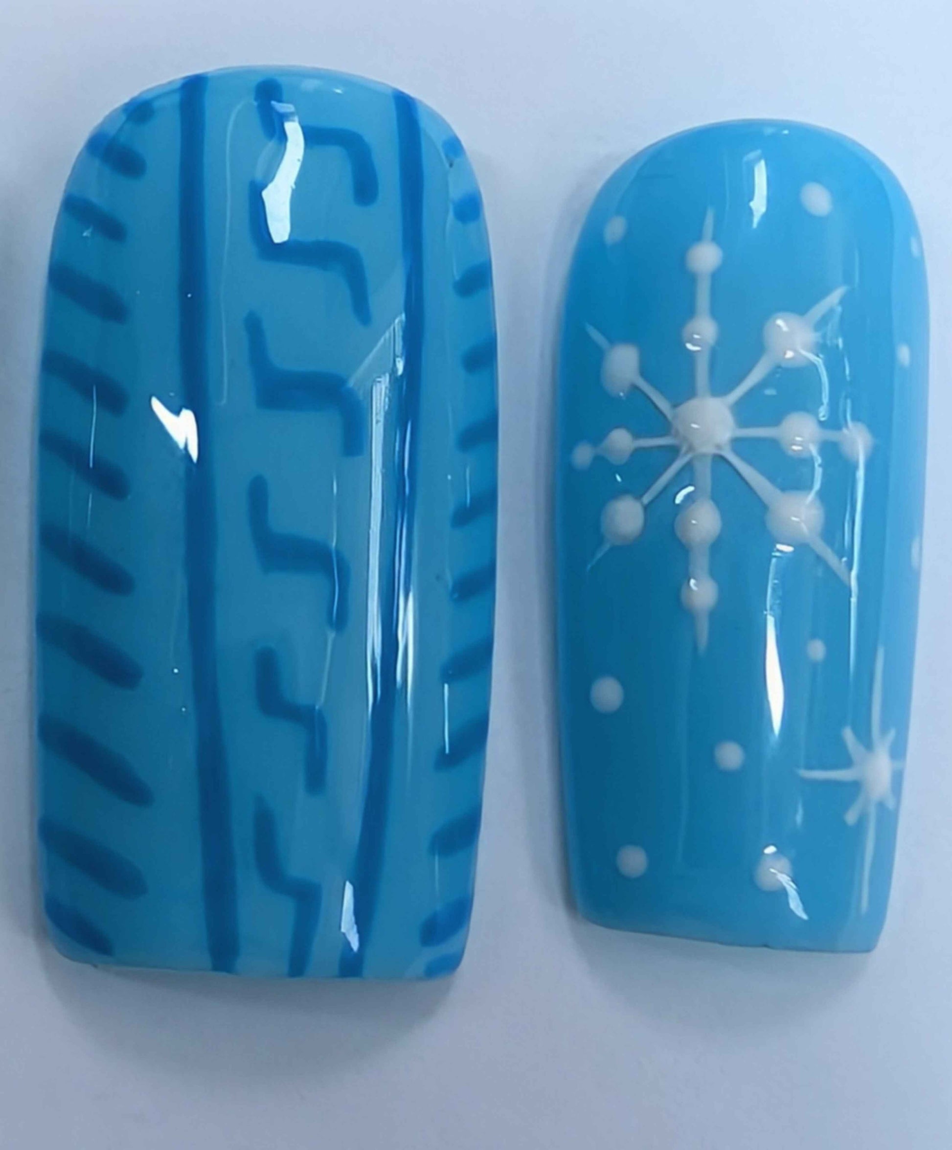 Nailmas 2024 - Winter Blue Press On Nails | Hand Painted Luxury Press Ons | Reusable 10pc Set - Nikki Nailed it